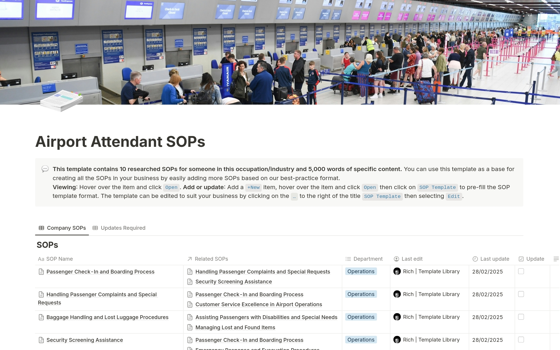 Airport Attendant SOPs Template By SOPs Notion Marketplace Airport Attendant SOPs Template By SOPs Notion Marketplace