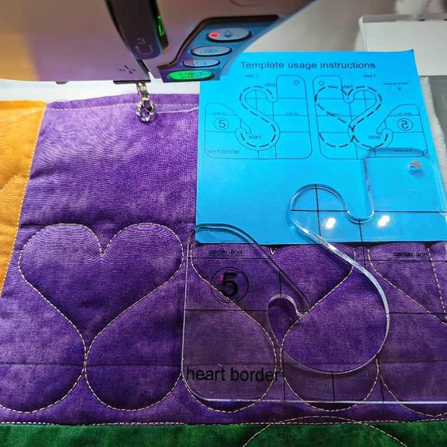 Amazon Bequilter Free Motion Quilting Template Series 5 For Domestic Sewing Machine Rulers Q5 02 Heart Border