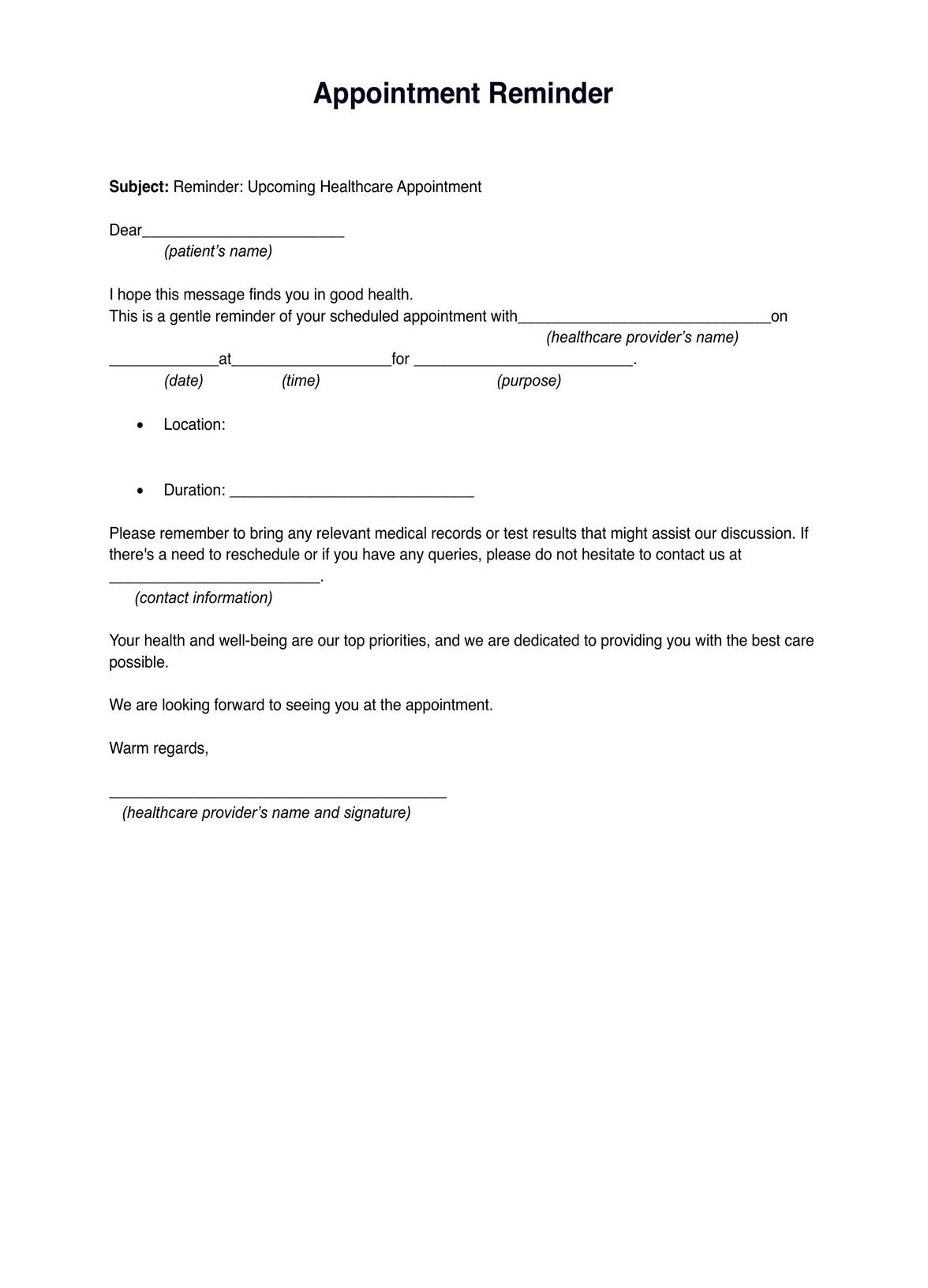 Appointment Reminder Template