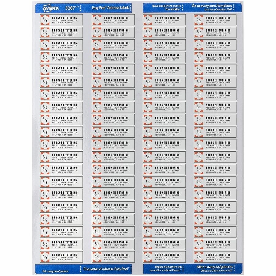 Avery Easy Peel Return Address Labels 1 2 x1 3 4 2 000 Labels 5267 Address Shipping Labels Avery