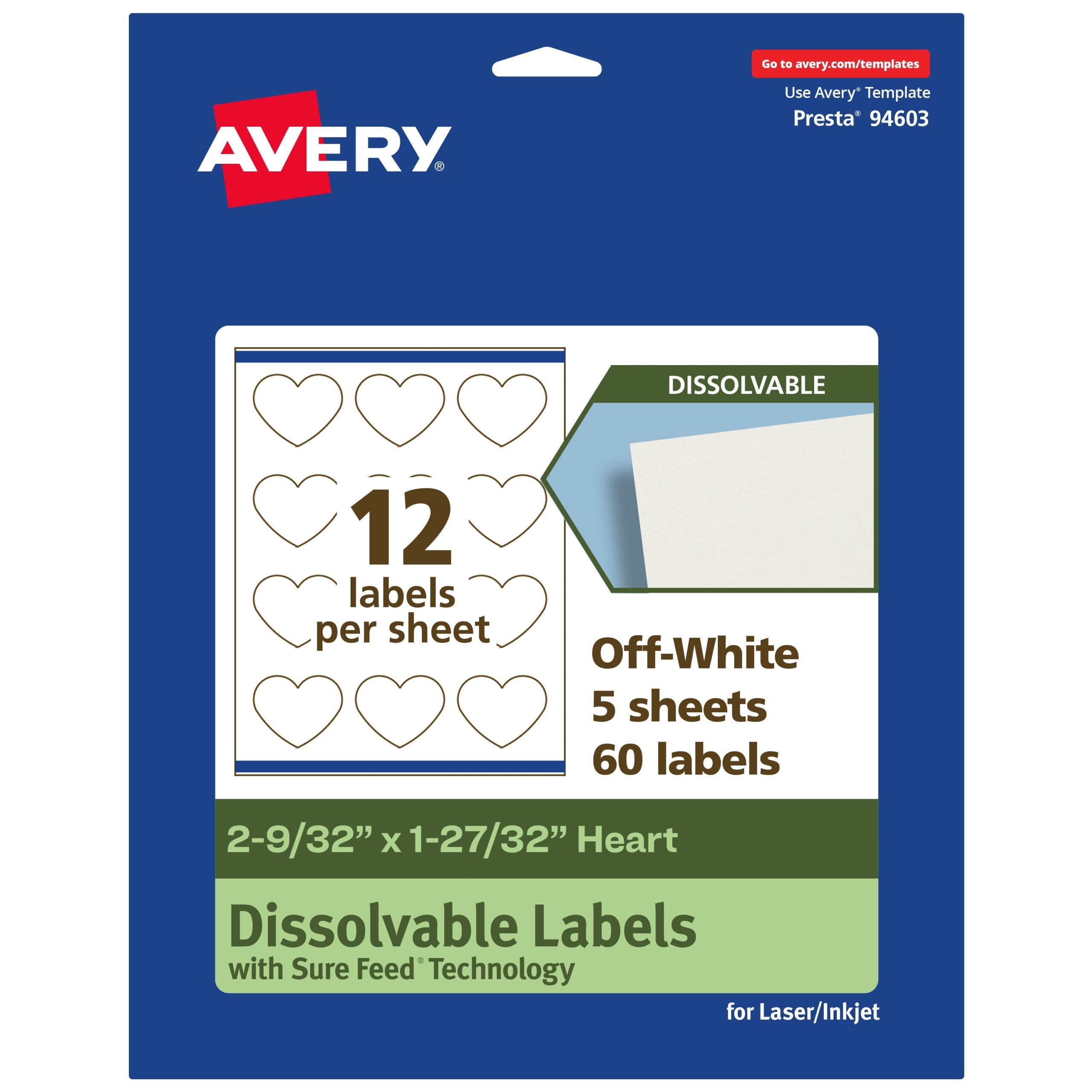 Avery Mailing Labels Laser Templates Shipping Easy Peel Return Address 1 2 x1 3 4 2 000 Labels 5267 Walmart