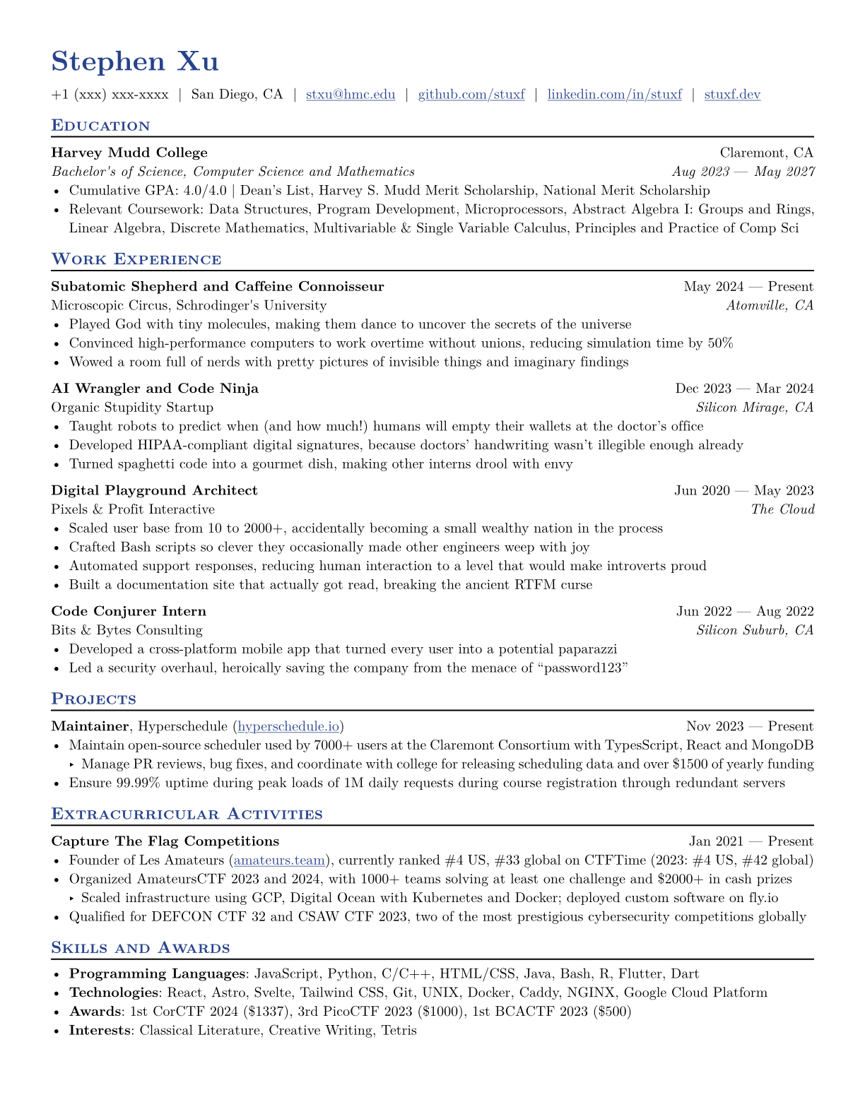 Basic resume Typst Universe