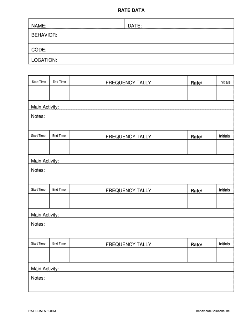 Behavioral Solutions Rate Data Form Fill Online Printable Fillable Blank PdfFiller