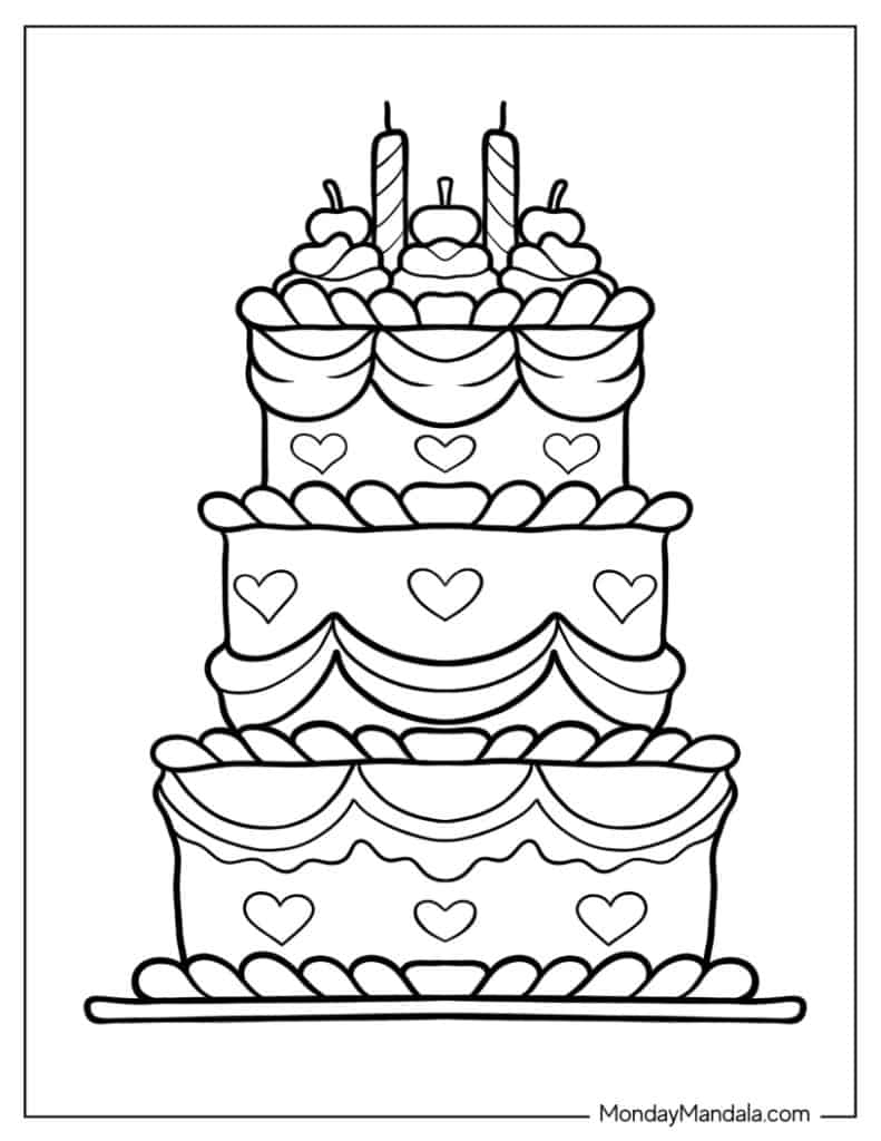 Birthday Cake Coloring Page Printable 5607760 Clipart Library