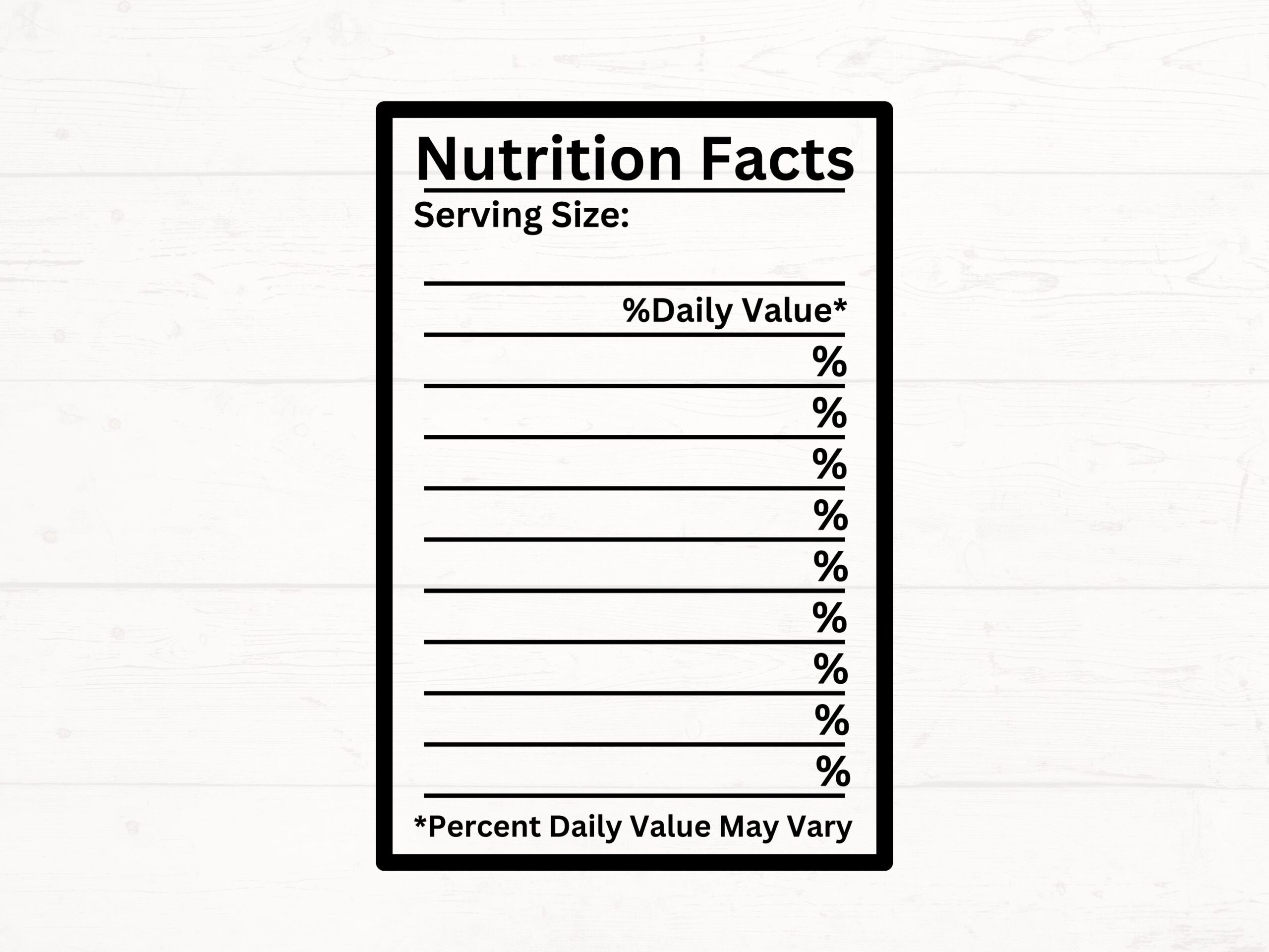 nutritional panel template