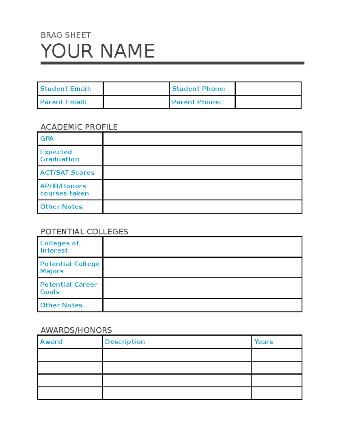 Brag Sheet Template For College Applications And Profiles Studocu Brag Sheet Template For College Applications And Profiles Studocu