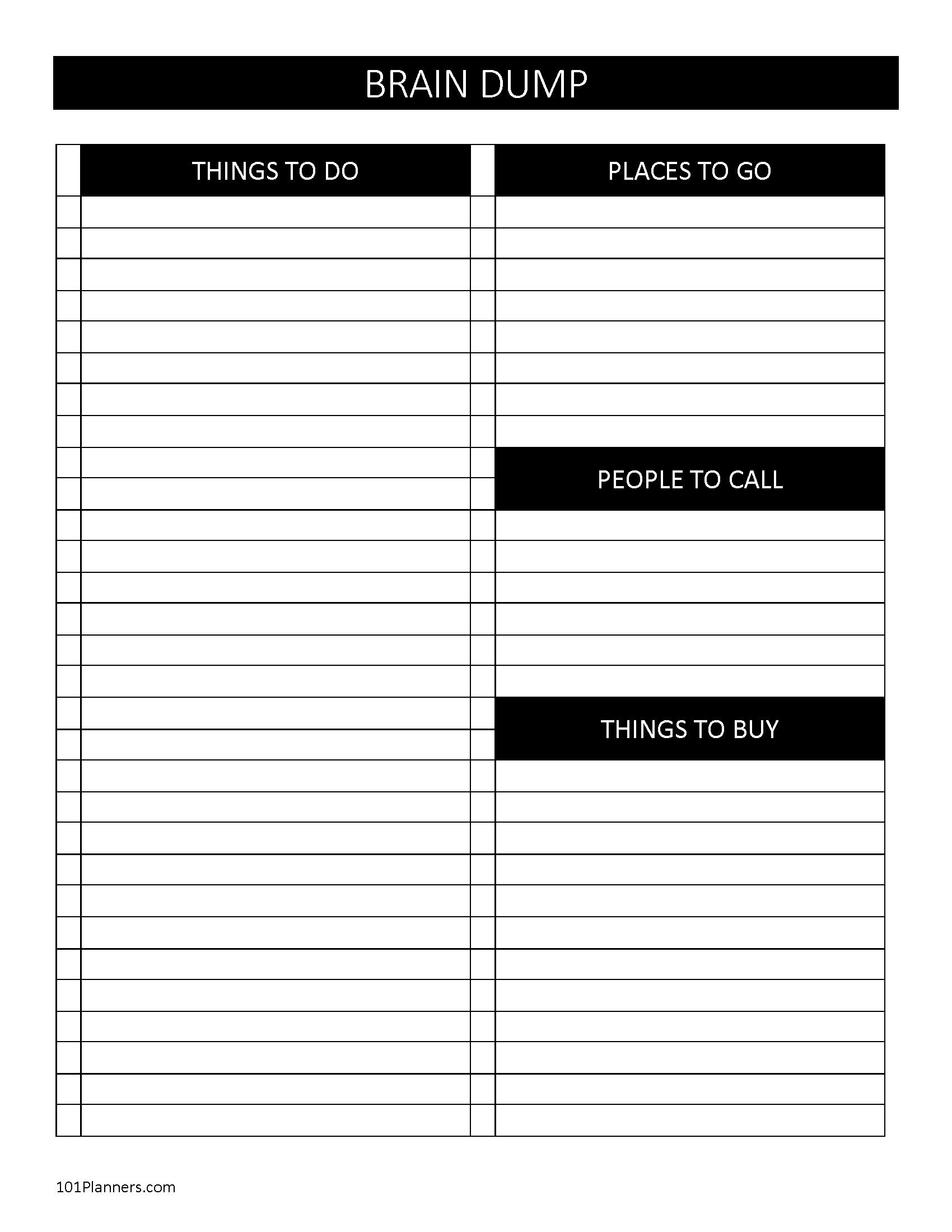 Brain Dump Template Worksheet FREE Editable Printable