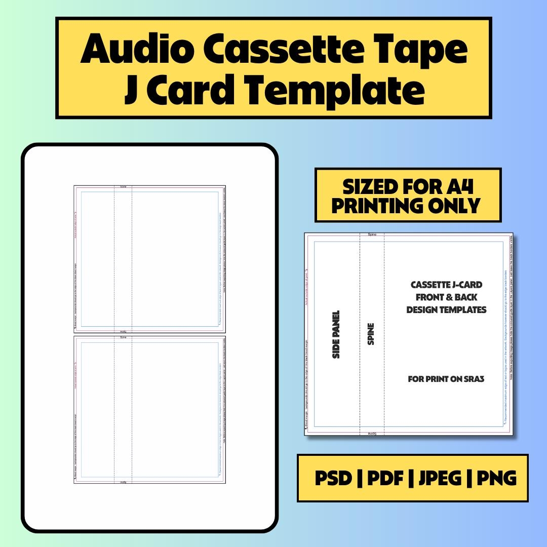 Cassette Tape J card Template DIY Mixtape Design PDF PNG Etsy Finland