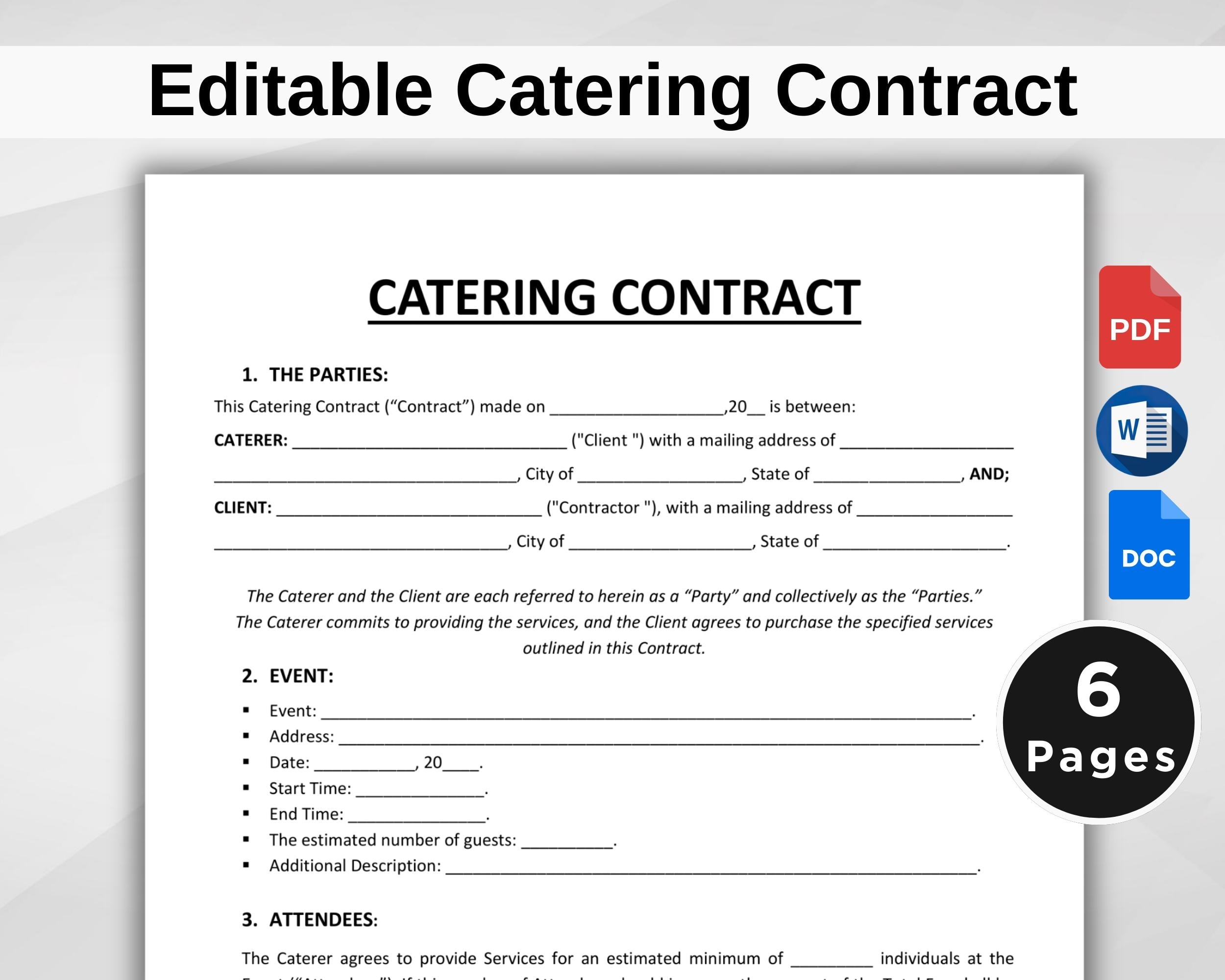 sample catering contract template