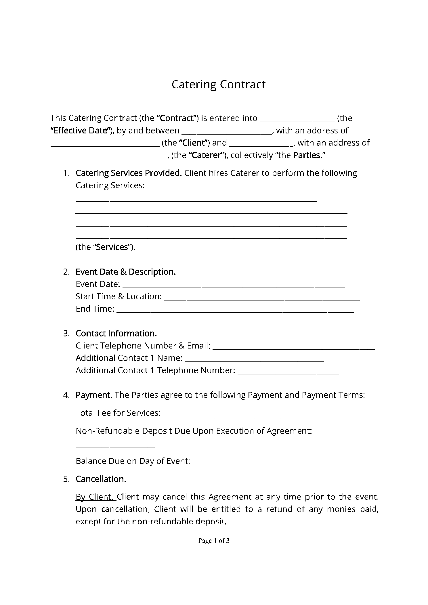 Catering Contract Template Get Free Sample CocoSign Catering Contract Template Get Free Sample CocoSign