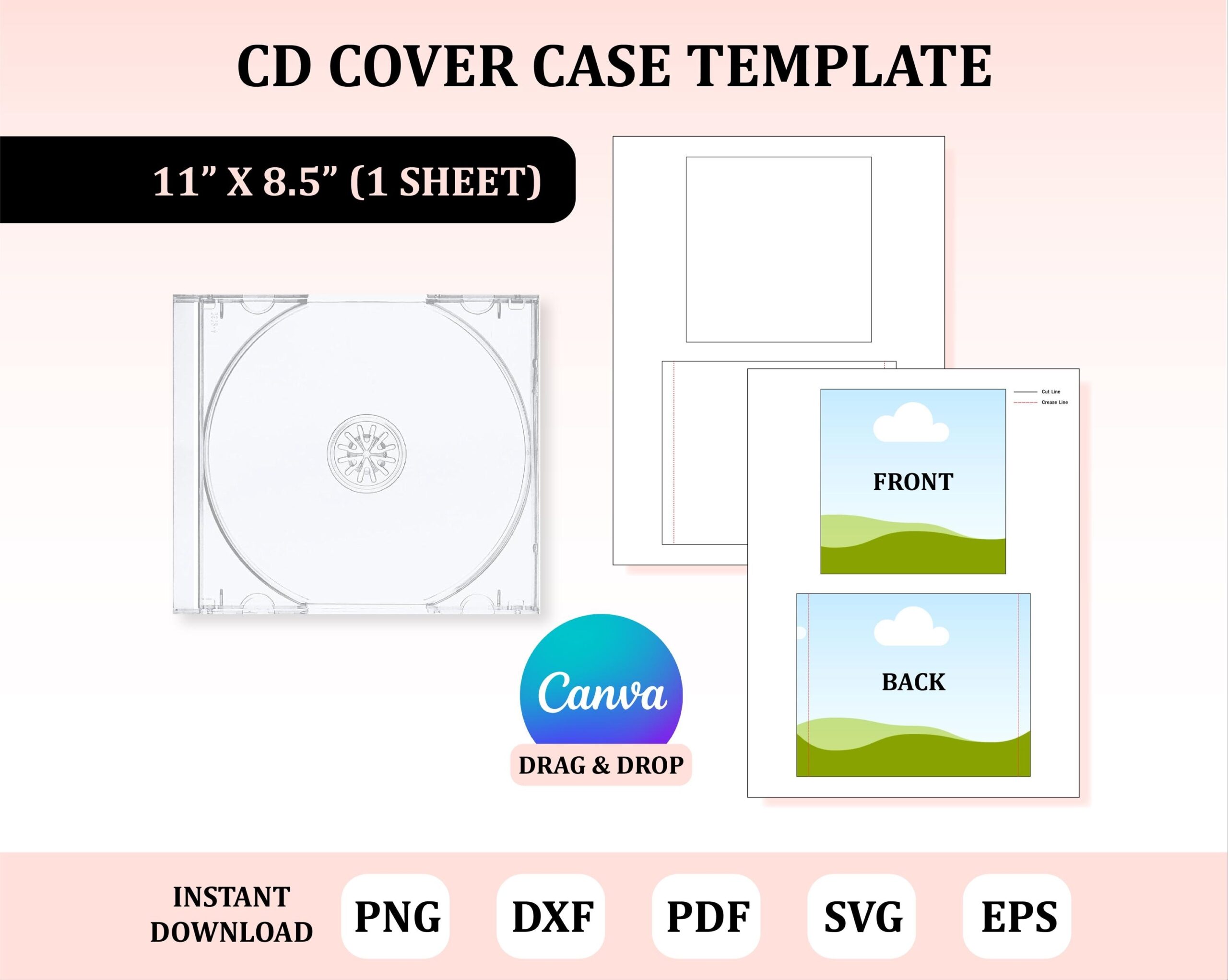 Cd Cover Case Template Cd Case Insert Template Cd Jewel Case Template Cd Cover Insert Cd Cover Blank Custom Cd Cover Case Etsy