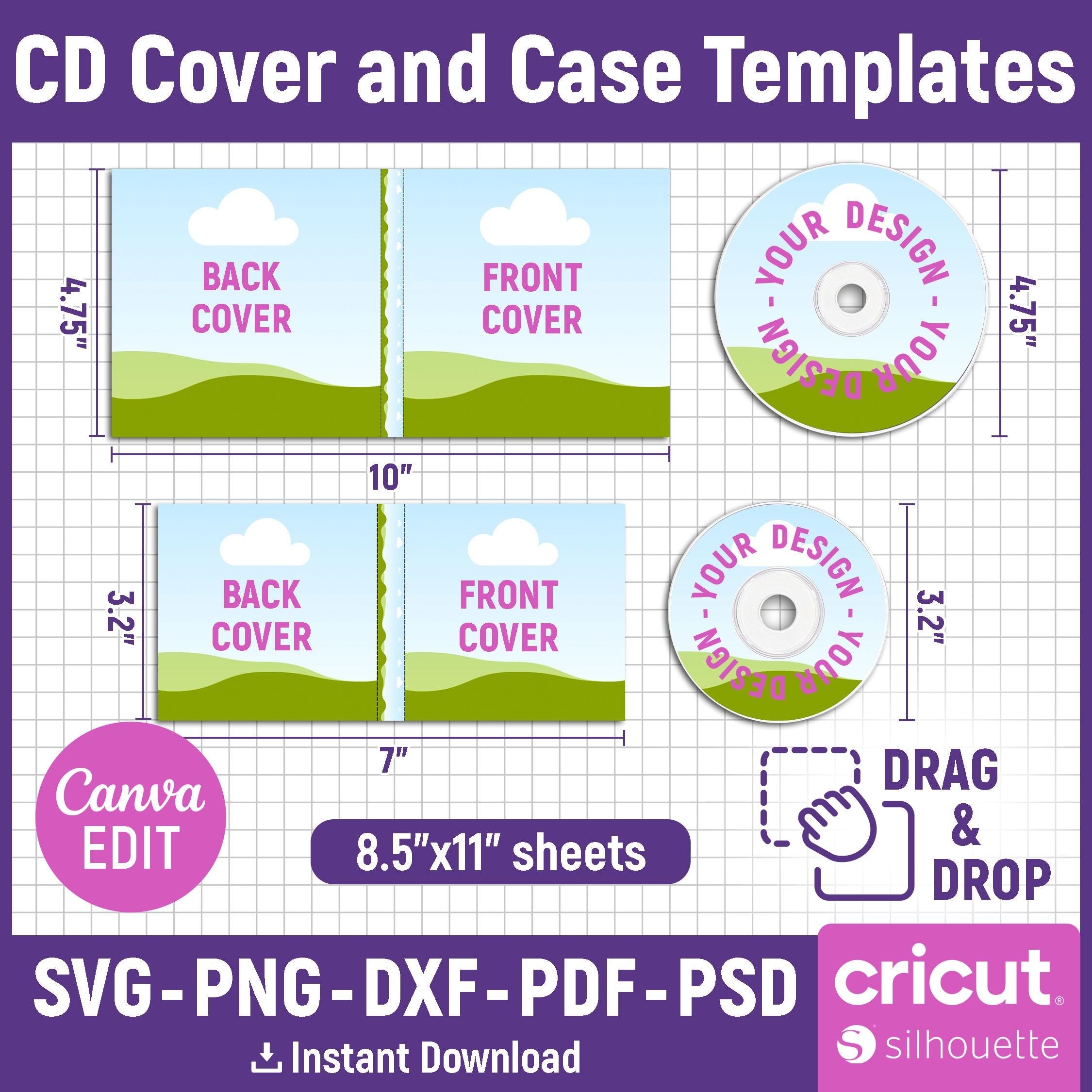 CD Cover Case Template Cd Case Insert Template Cd Jewel Case Template Cd Cover Insert Custom Cd Cover Case Printable Canva Editable Etsy Israel