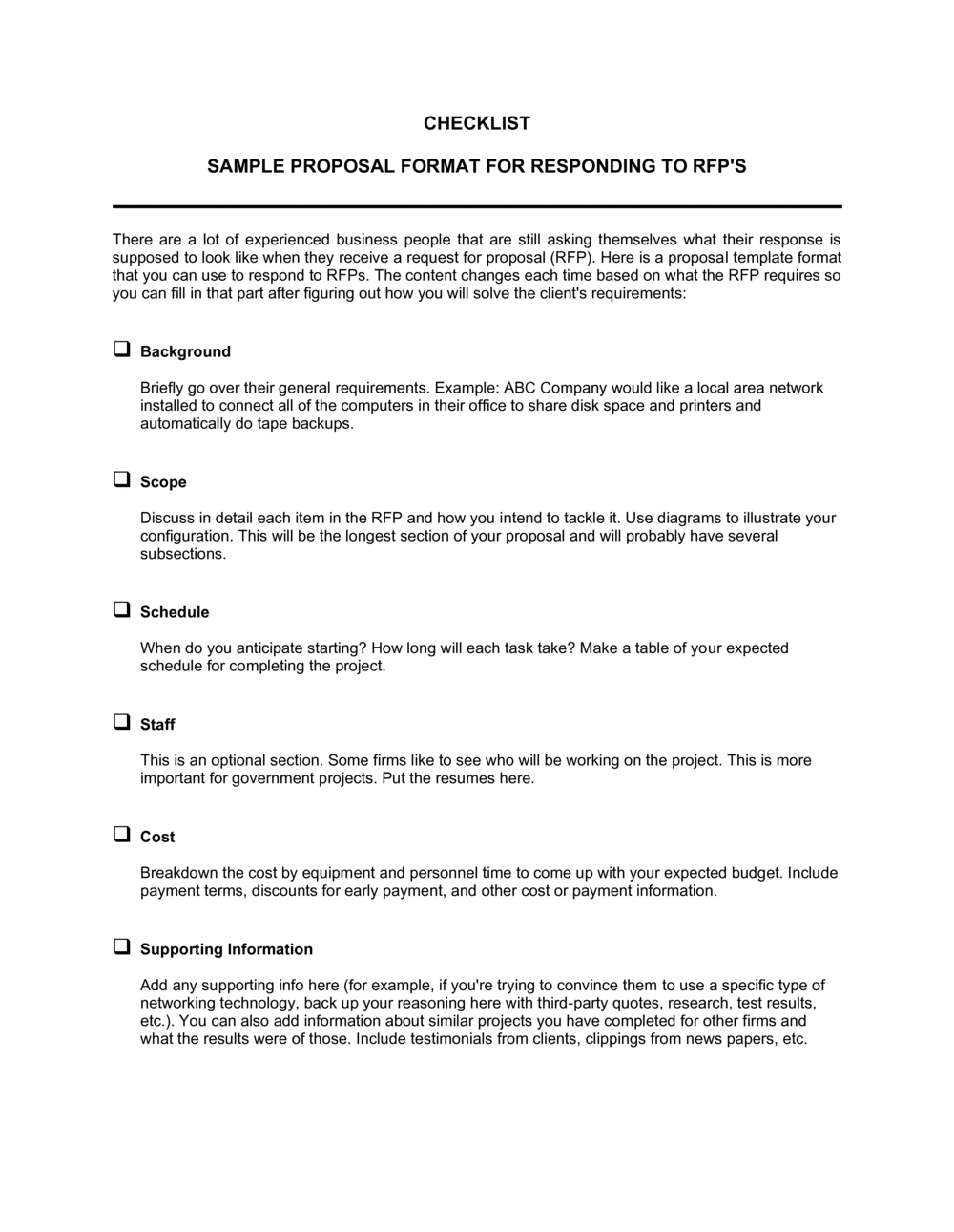 Checklist Sample Format For Responding To RFP Template Free Word PDF Checklist Sample Format For Responding To RFP Template Free Word PDF