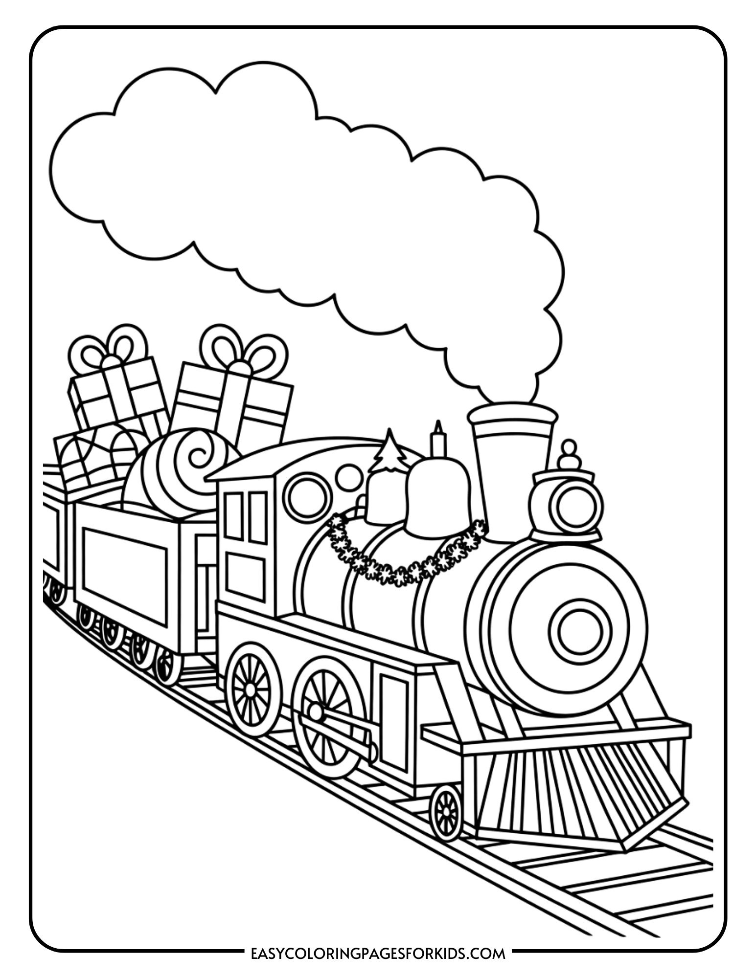 Christmas Train Coloring Pages 8 Pages To Color Easy Coloring Pages For Kids
