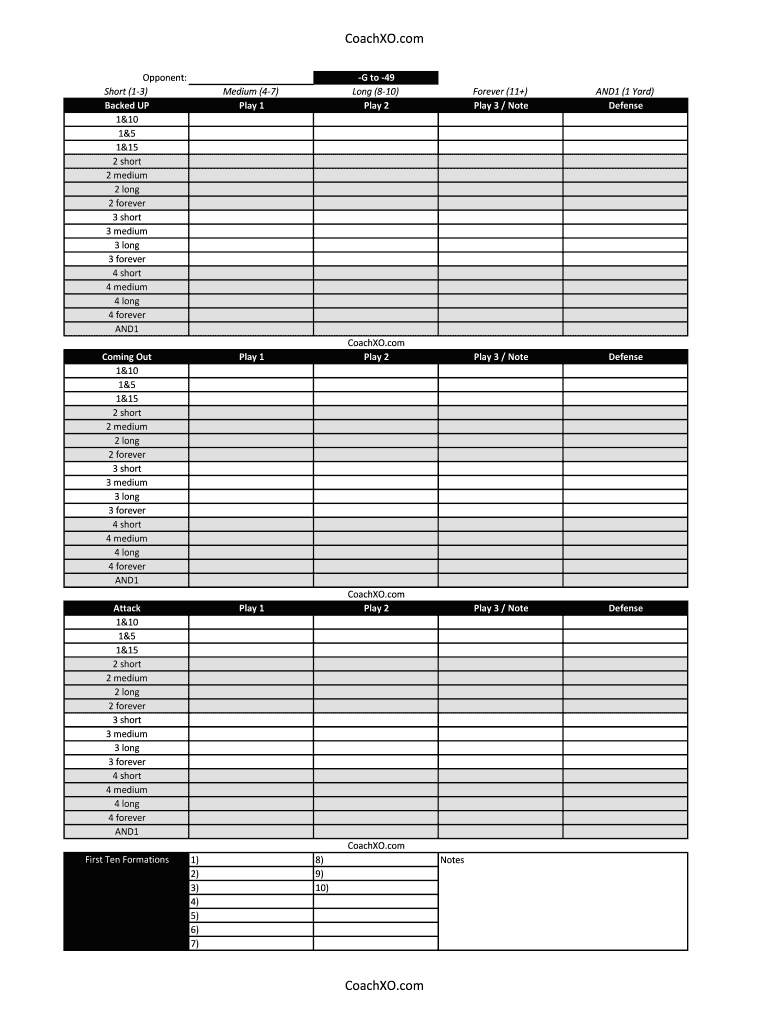 CoachXO Blank Football Play Sheet Template Form Fill Online Printable Fillable Blank PdfFiller