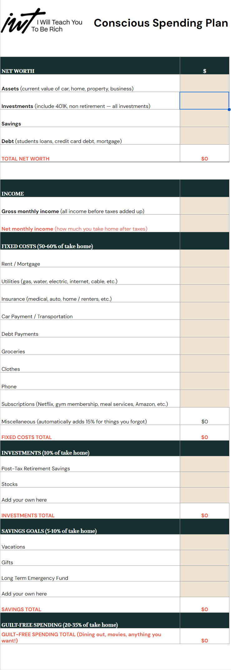 Conscious Spending Plan Template Ask Anything Tiller Community Conscious Spending Plan Template Ask Anything Tiller Community