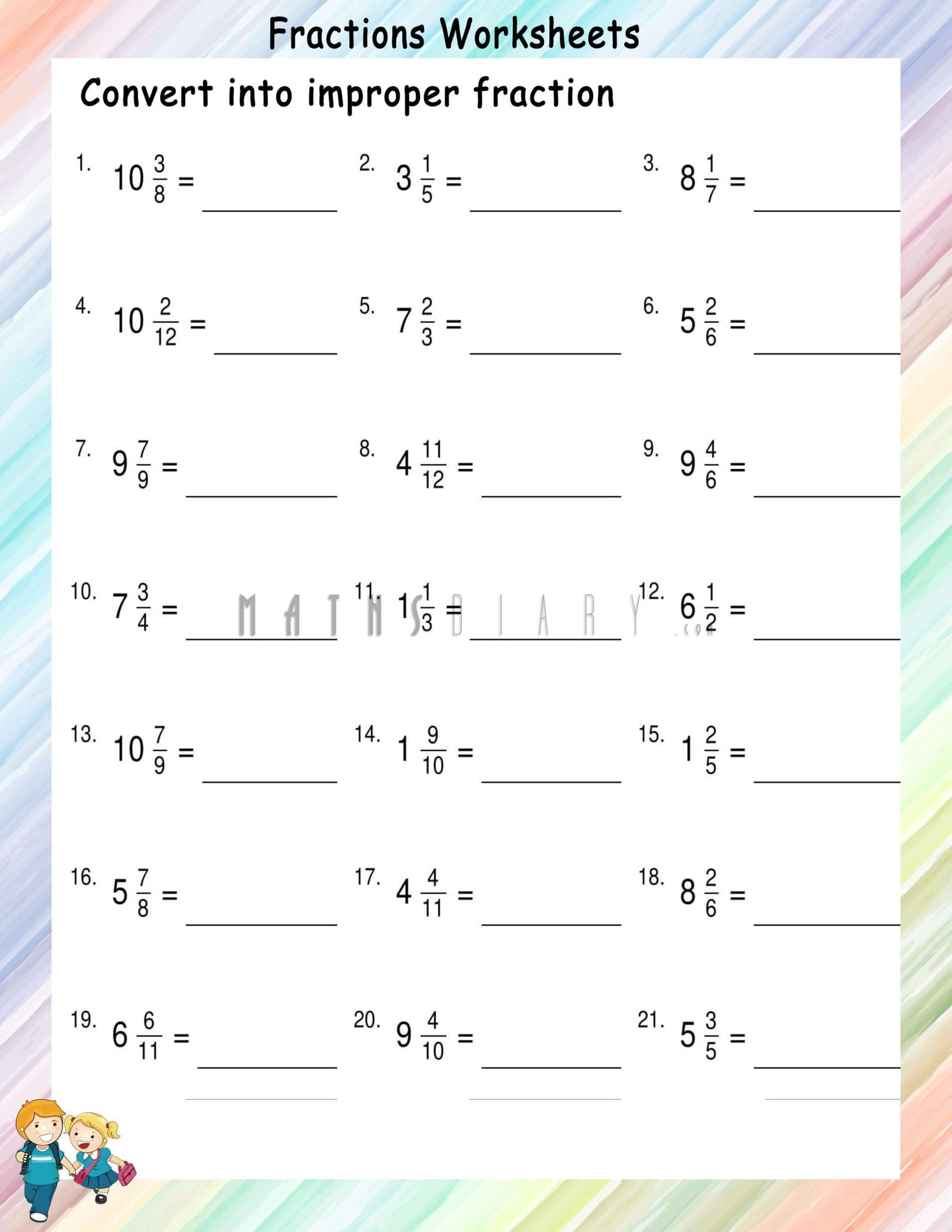mixed and improper fractions worksheet mixed and improper fractions worksheet