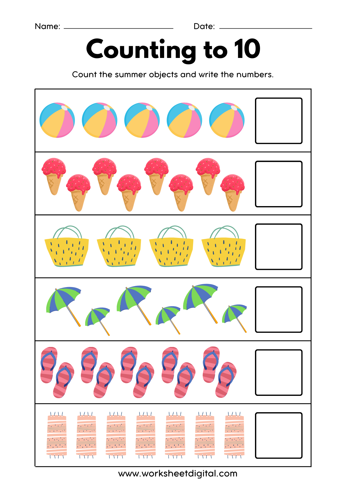 counting to 10 worksheets