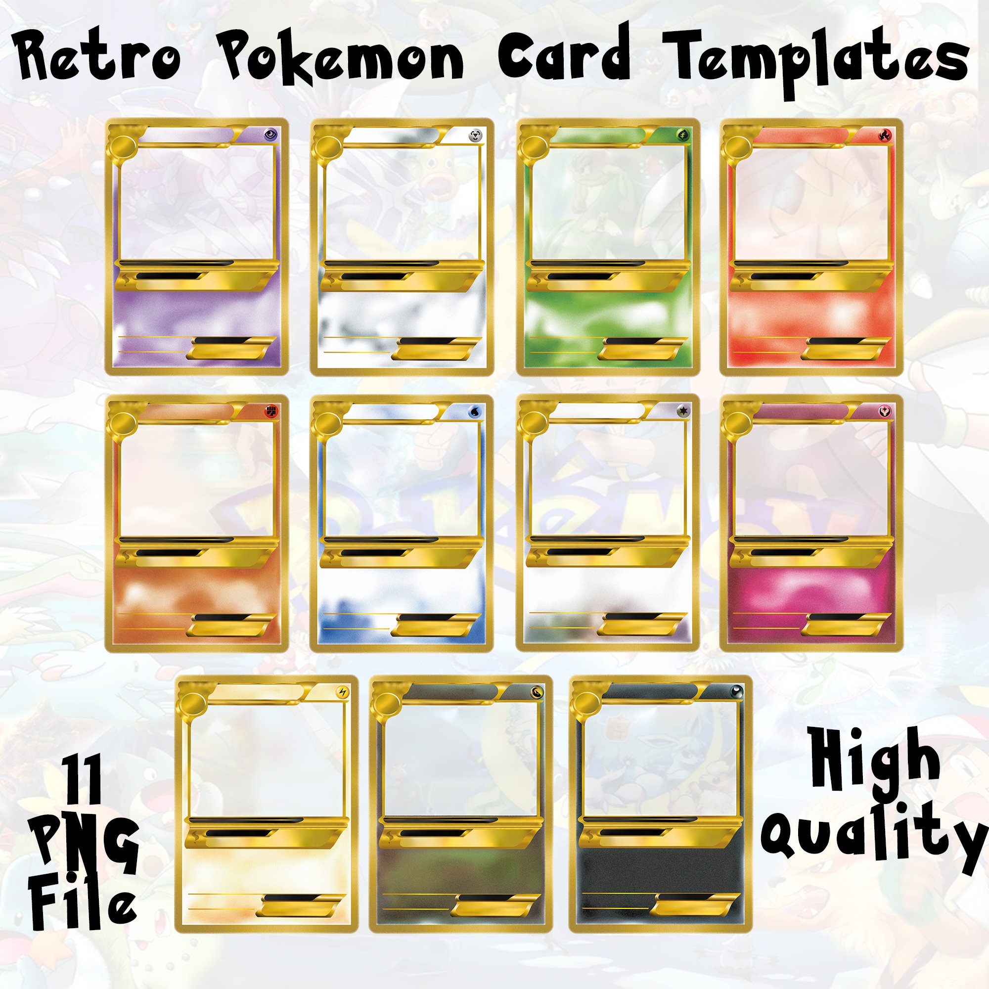 Customizable Pokemon Card Templates Pack Distressed Design D g tal Download 5x7 Digital Download Create Your Own Personalized Card Etsy Sweden