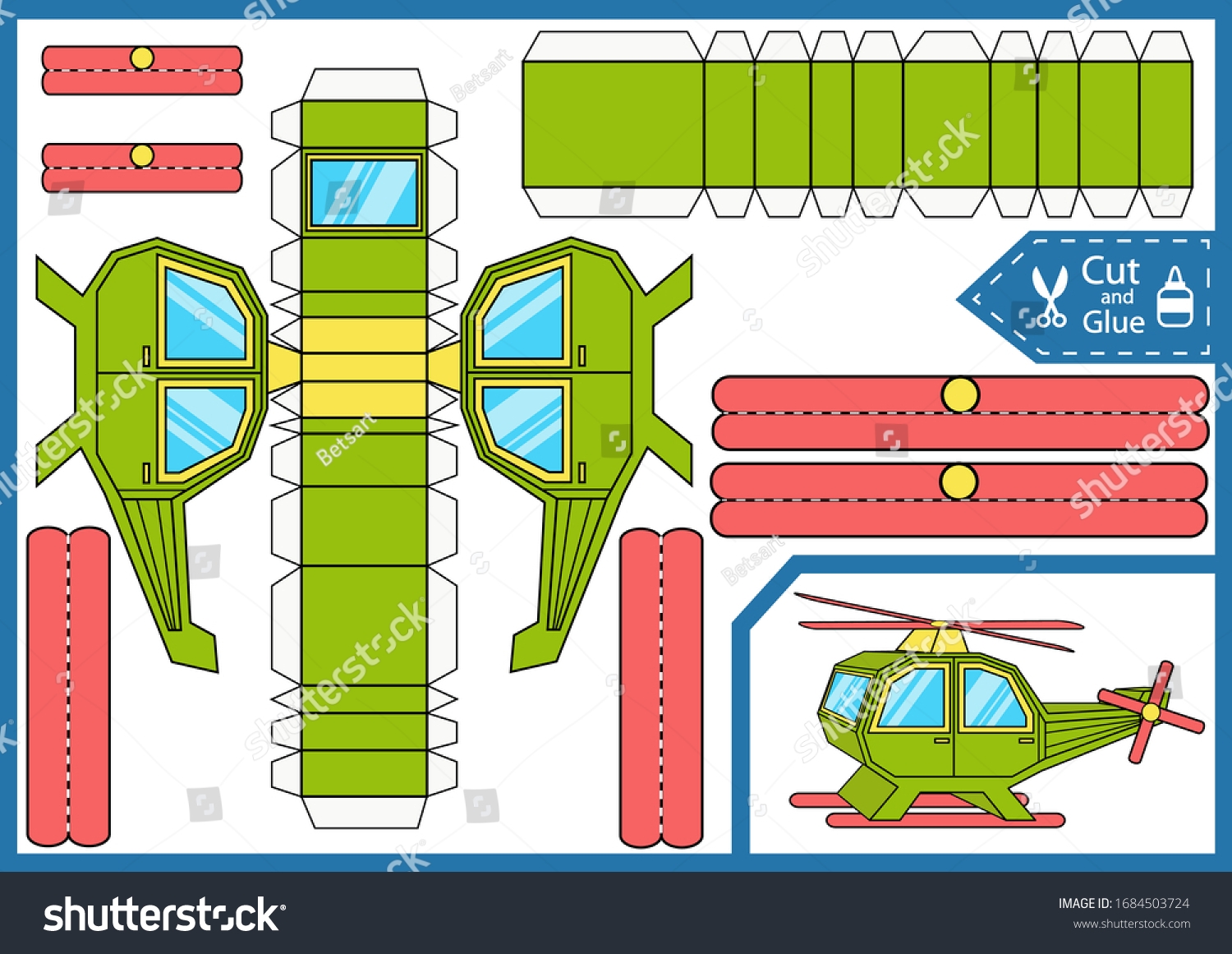 Cut Glue Paper Helicopter Activity Page Stock Vector Royalty Free 1684503724 Shutterstock
