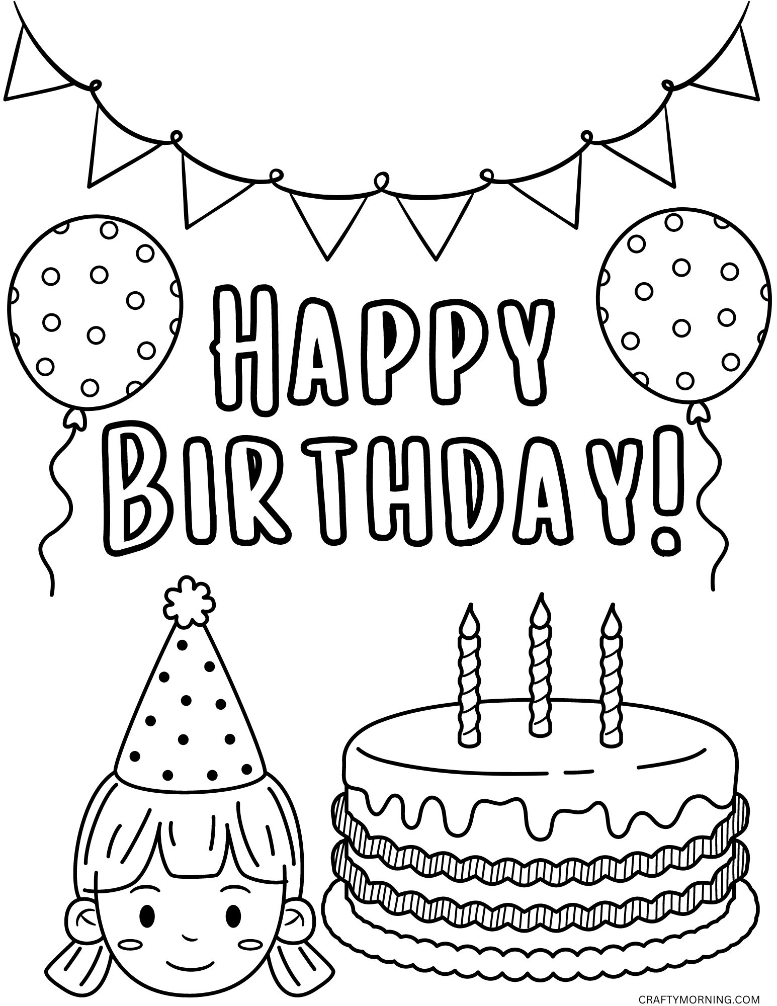 Cute Happy Birthday Coloring Pages Crafty Morning