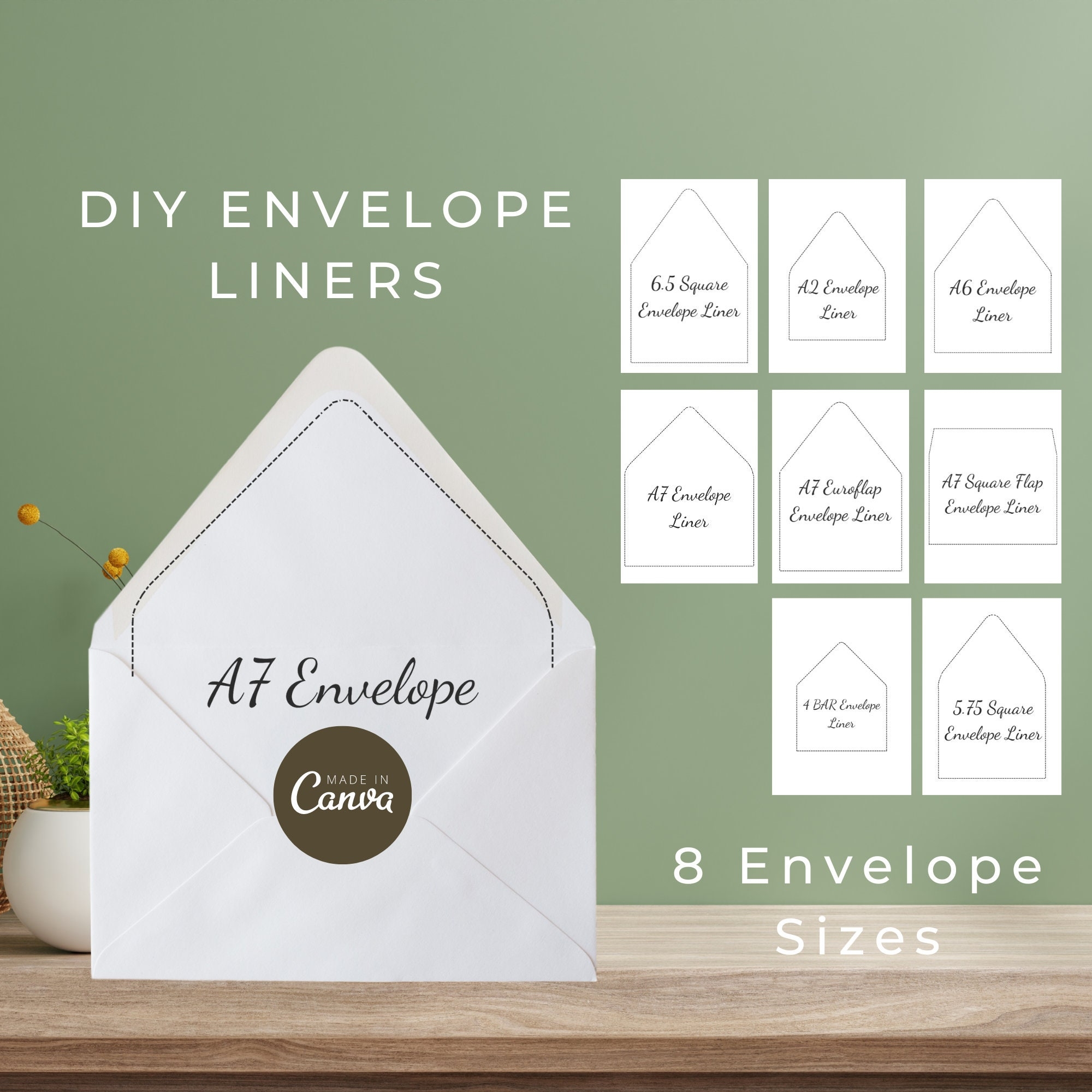 DIY Envelope Liner Template Wedding Invitation Photo Envelope Liner Print Your Own DIY Fully Customizable Canva Template 8 Envelope Sizes Etsy Israel