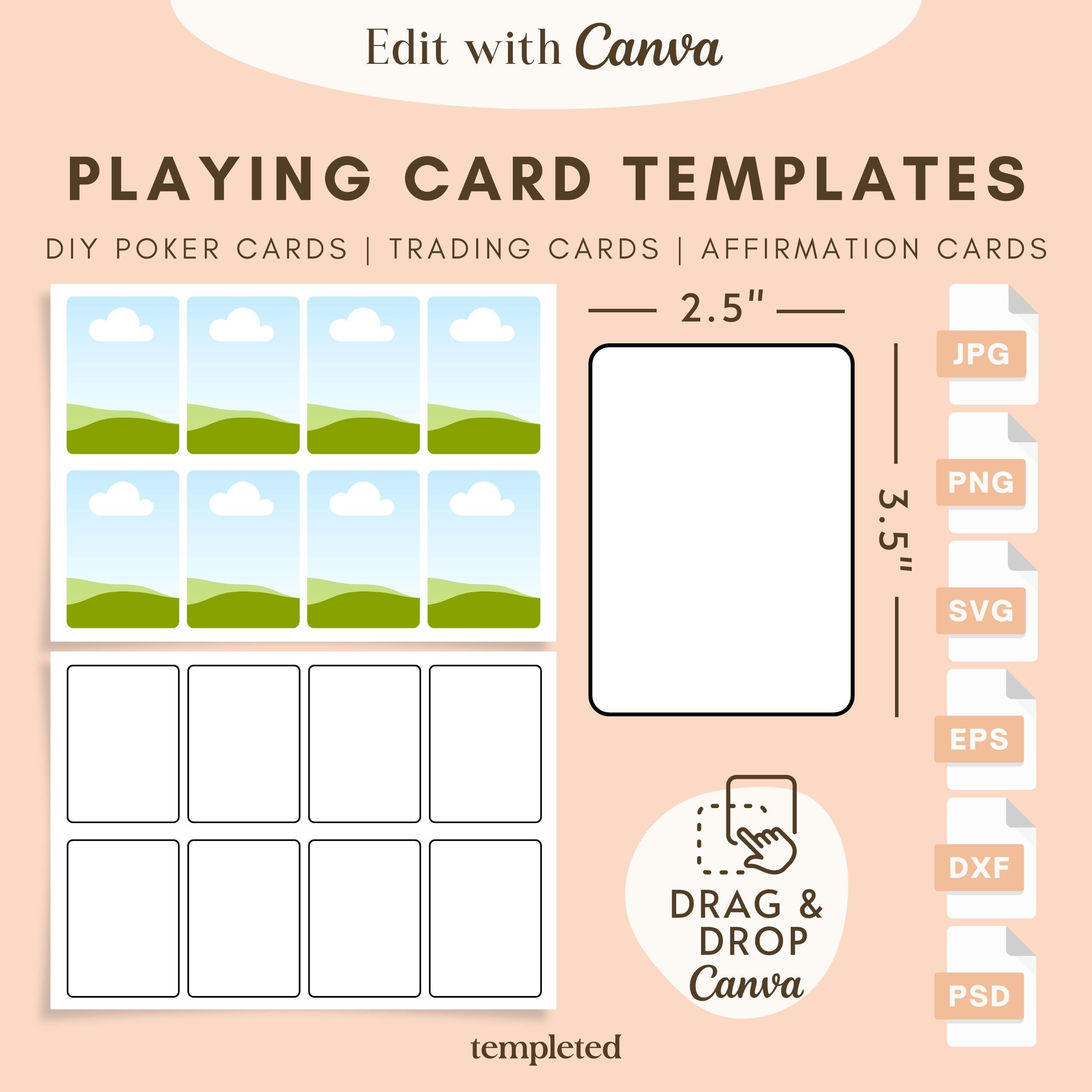 DIY Playing Card Template Poker Trading Affirmation Card canva Editable Digital Download Etsy Israel