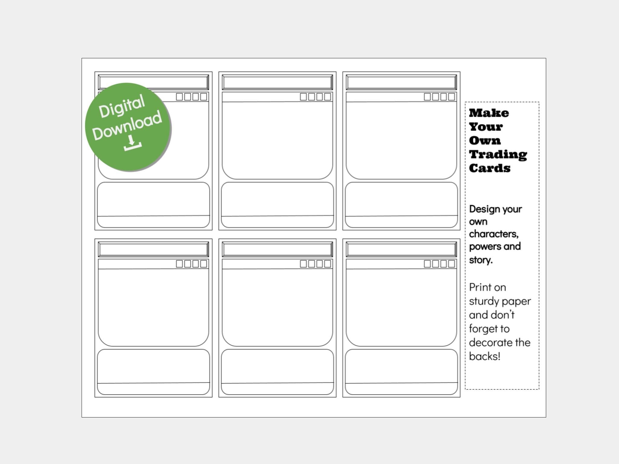 DIY Trading Card Template Printable Card Activity PDF Etsy Israel