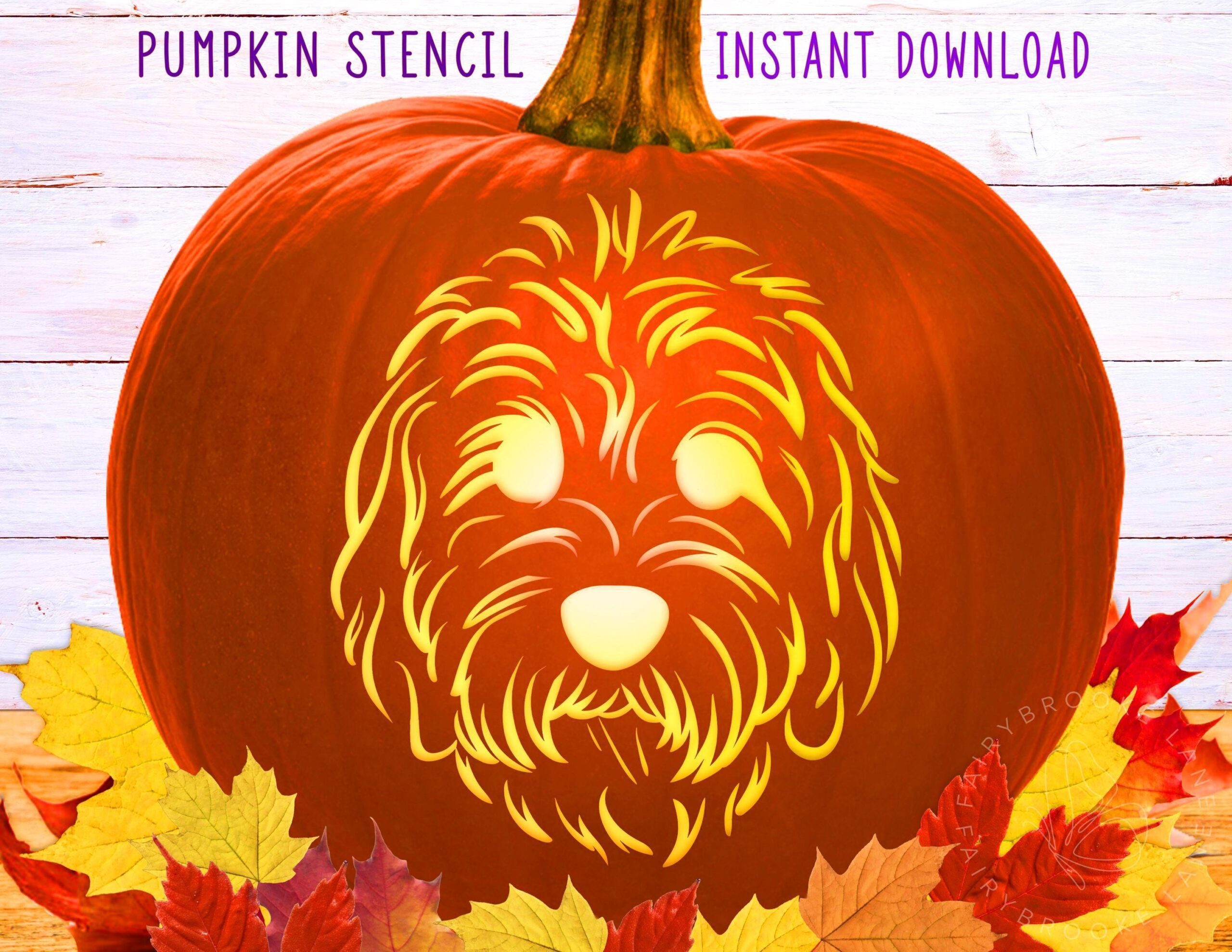 Doodle Dog Pumpkin Stencil Goldendoodle Printable Stencil Jack O Lantern Pumpkin Carving Template Halloween Doodle Dog Digital File Etsy
