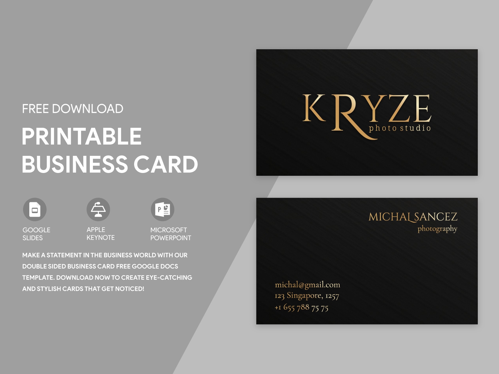 Double Sided Black Business Card Free Google Docs Template By Gdoc On Dribbble