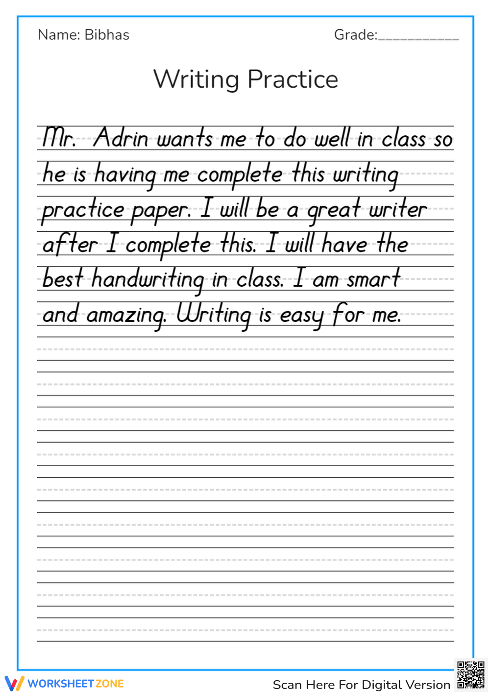 sentences to practice handwriting