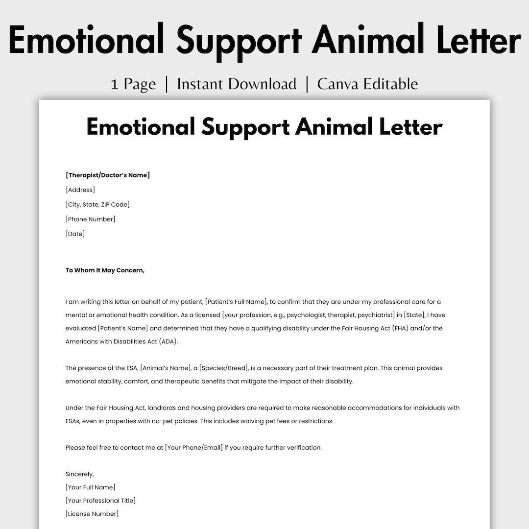 Editable Emotional Support Animal Letter Printable ESA Letter Template Service Animal SOAP Notes Therapy Dap Note Therapist Note Etsy Editable Emotional Support Animal Letter Printable ESA Letter Template Service Animal SOAP Notes Therapy Dap Note Therapist Note Etsy