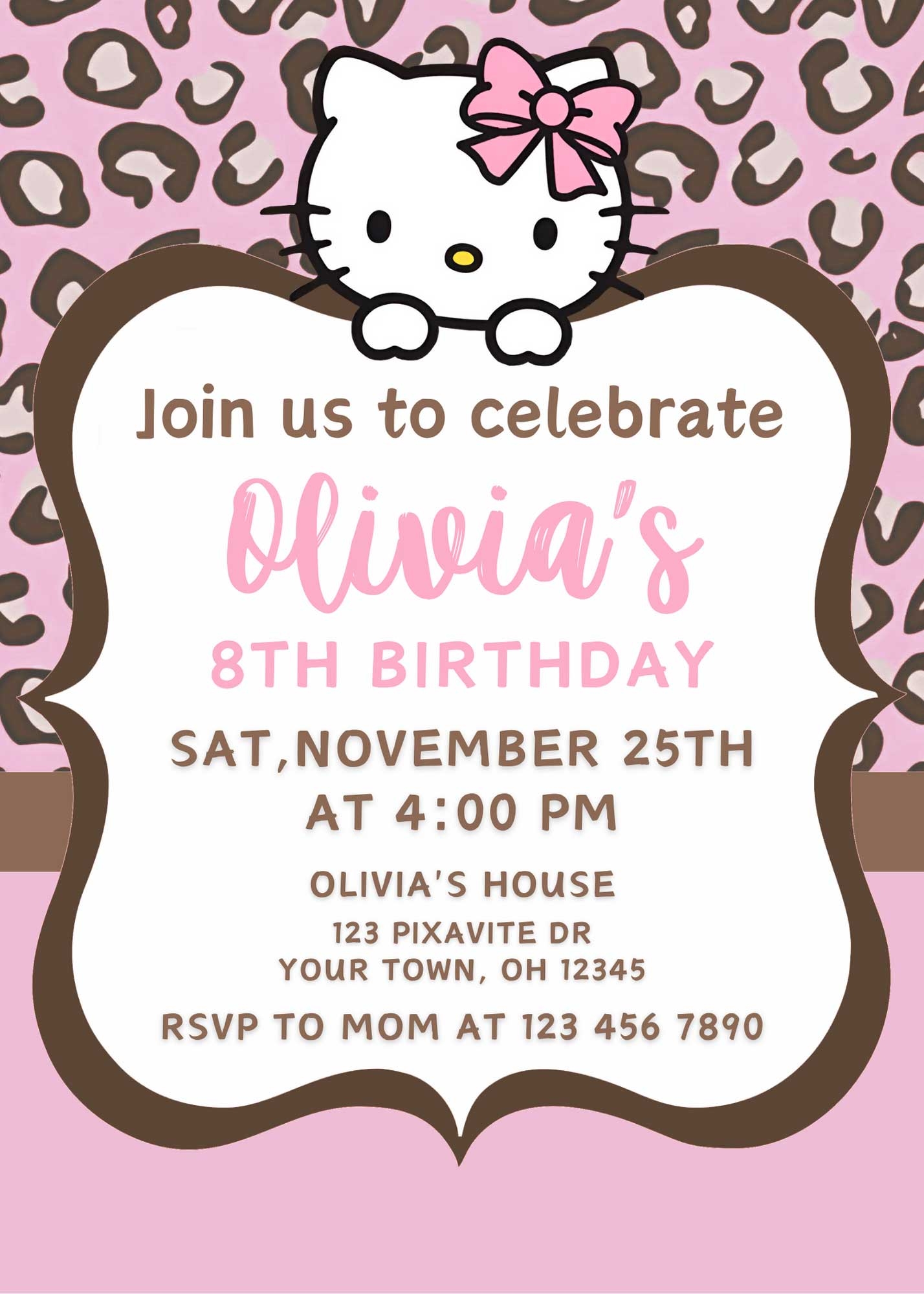 Editable Hello Kitty Birthday Invite Template Beautiful Invitation