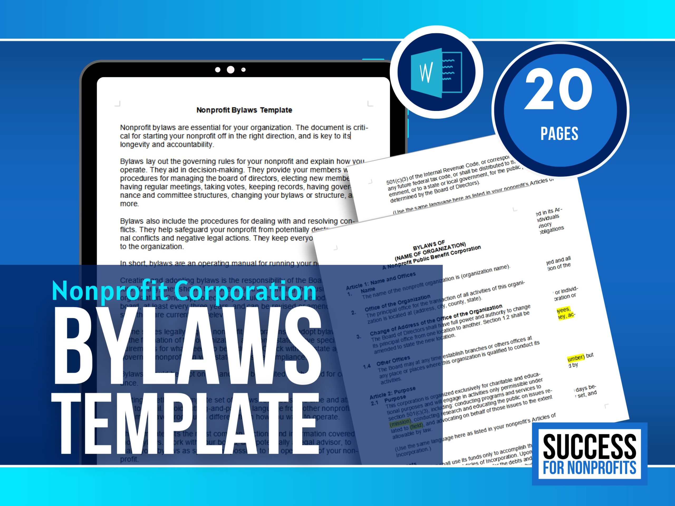 sample nonprofit bylaws template