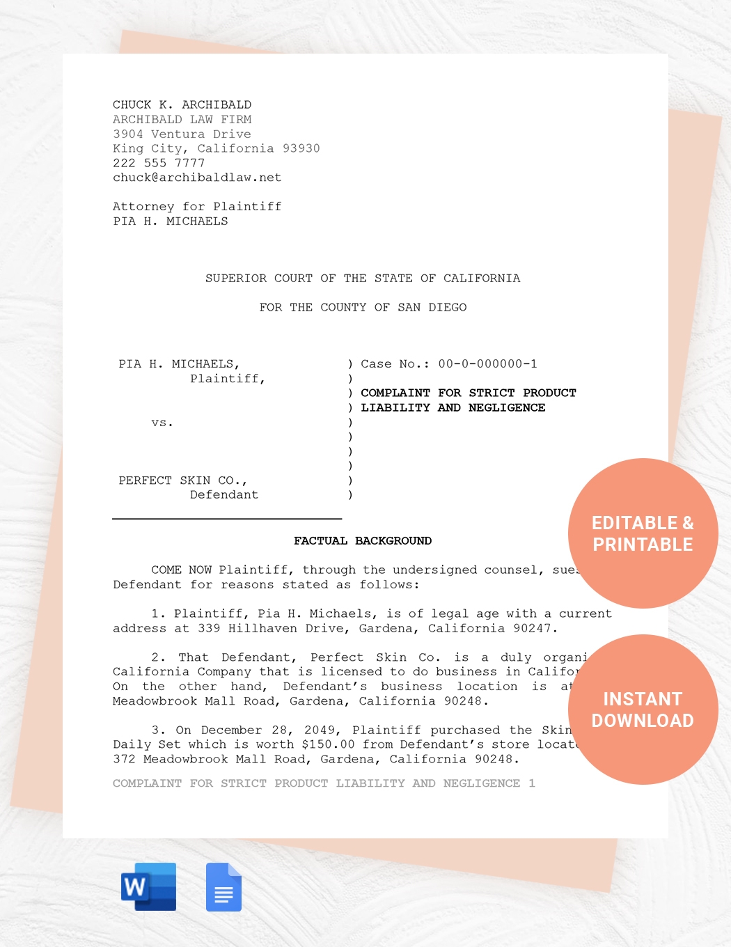 pleading paper template