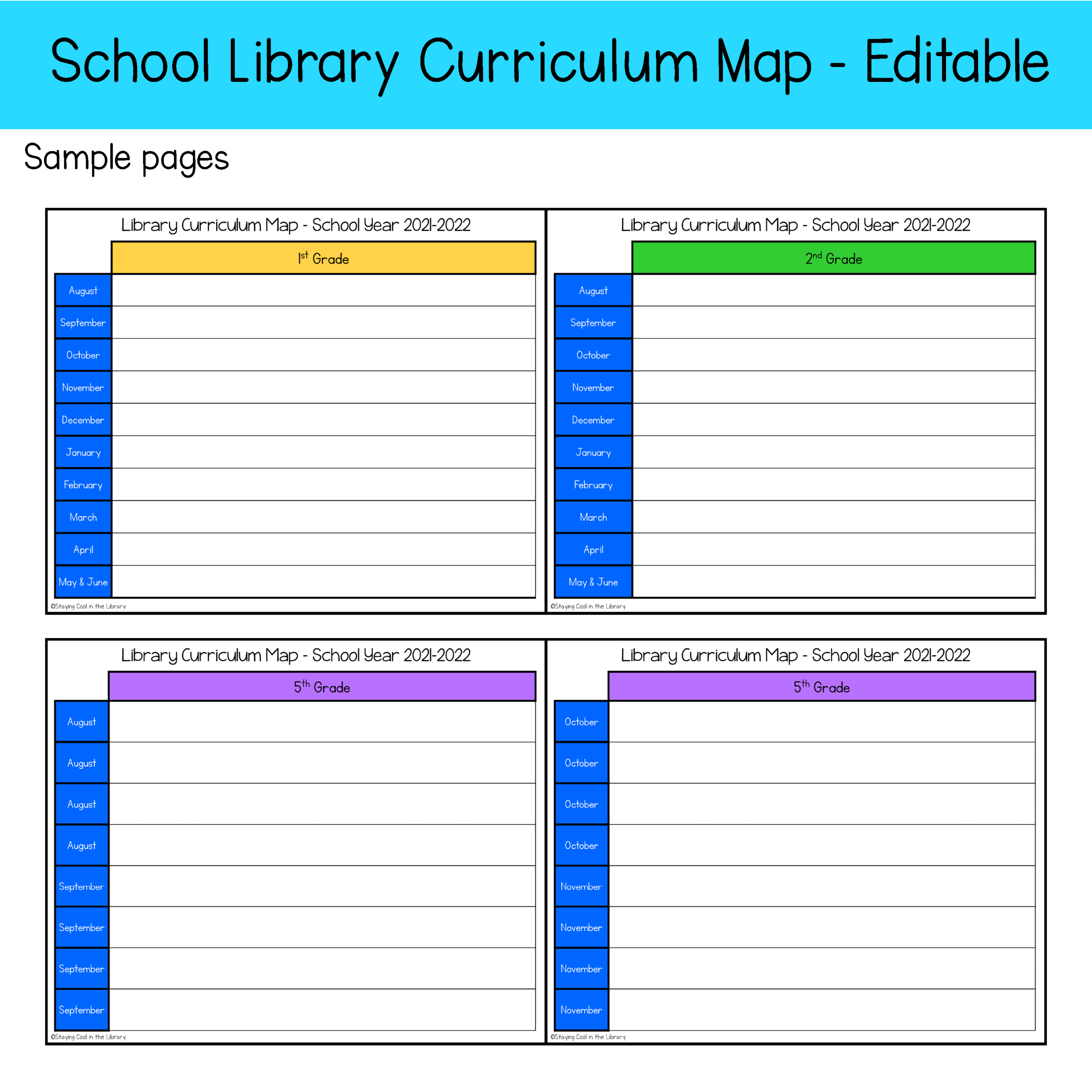 Elementary Library Curriculum Map Templates Editable Elementary Library Curriculum Map Templates Editable