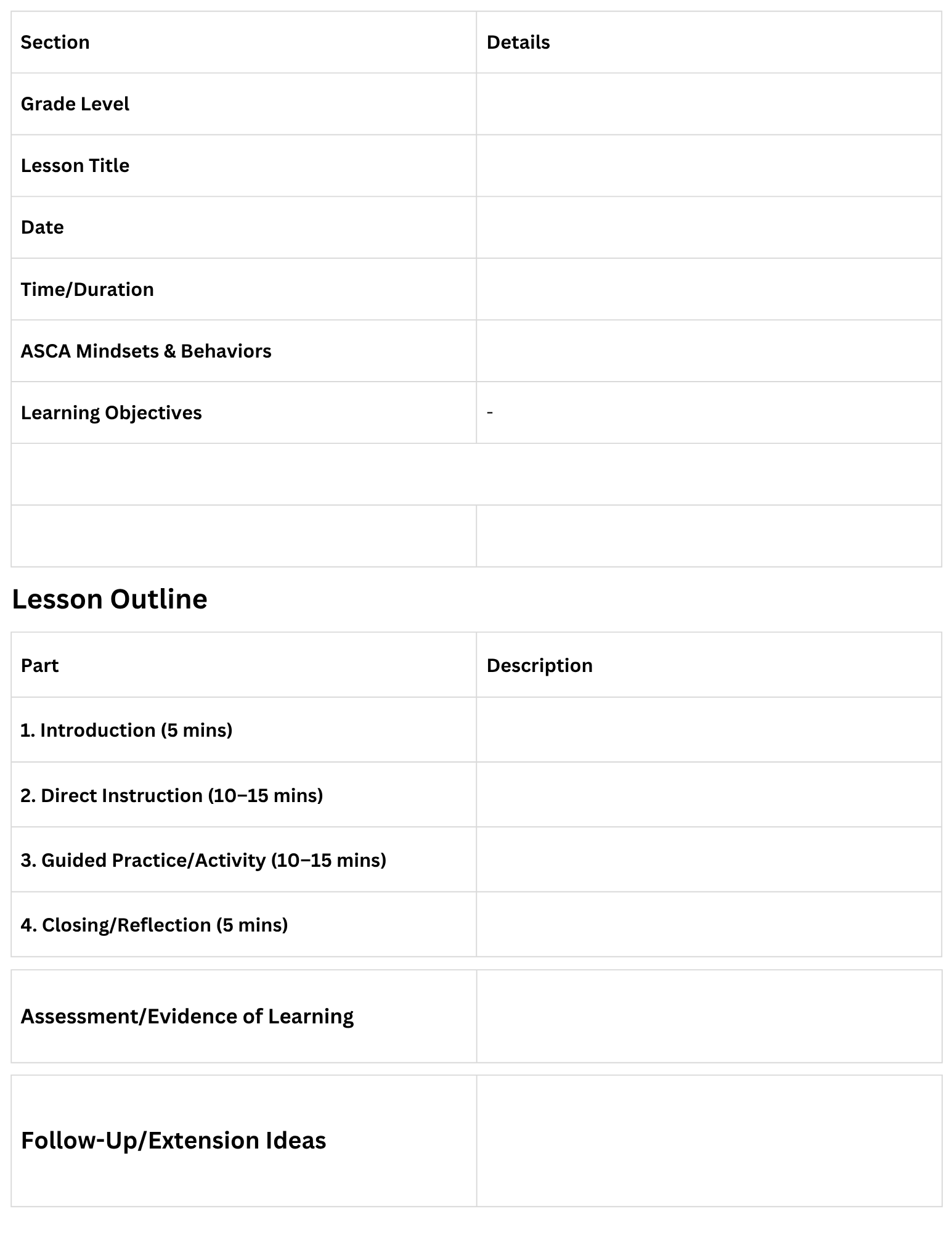 Elementary School Counselor Lesson Plan Template Made By Teachers