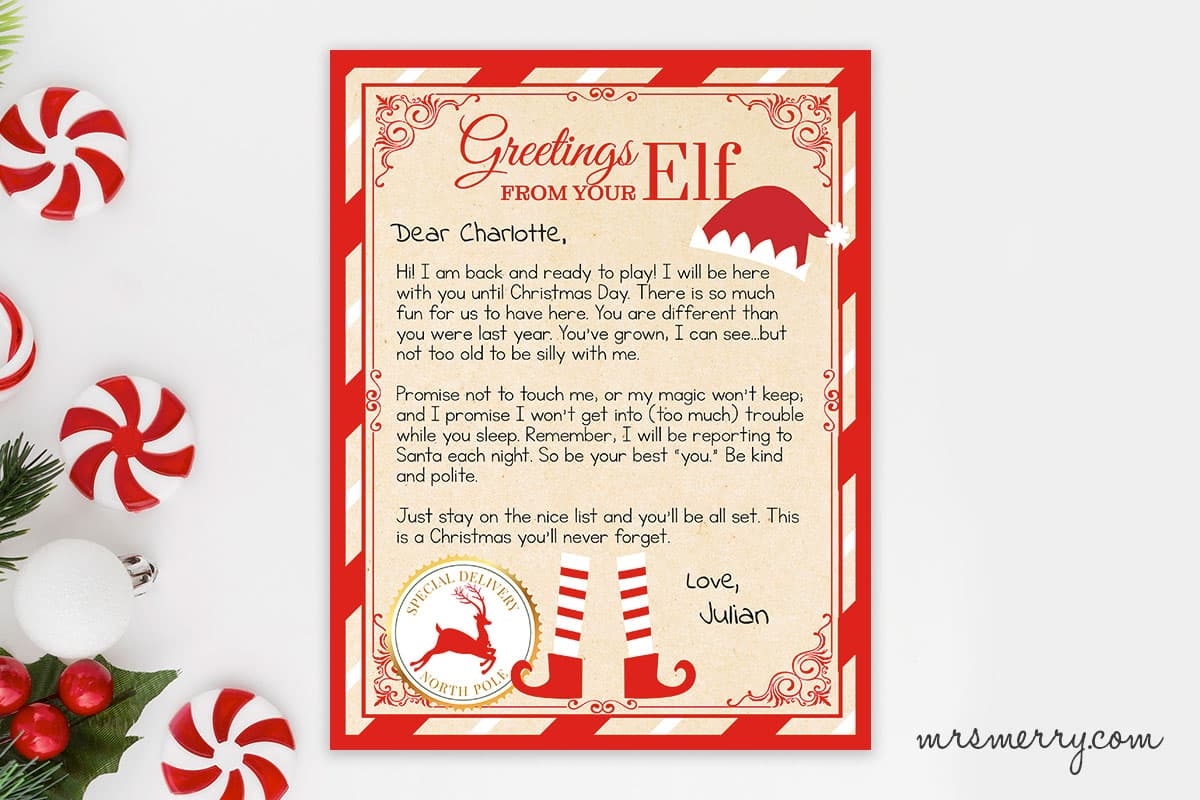 elf letter template