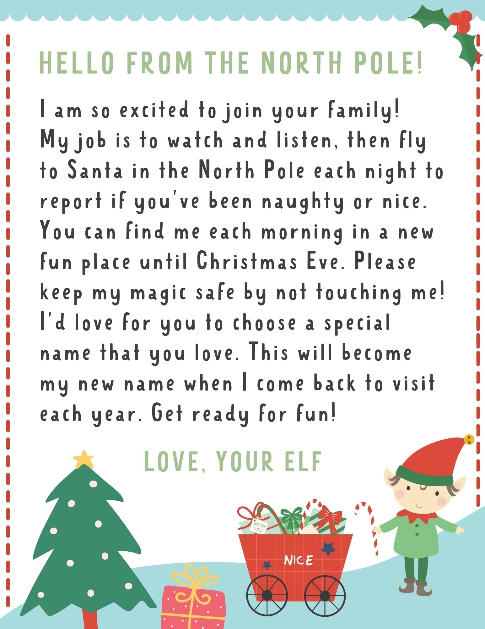 Elf On The Shelf Letter 4 FREE Printables Make Life Lovely