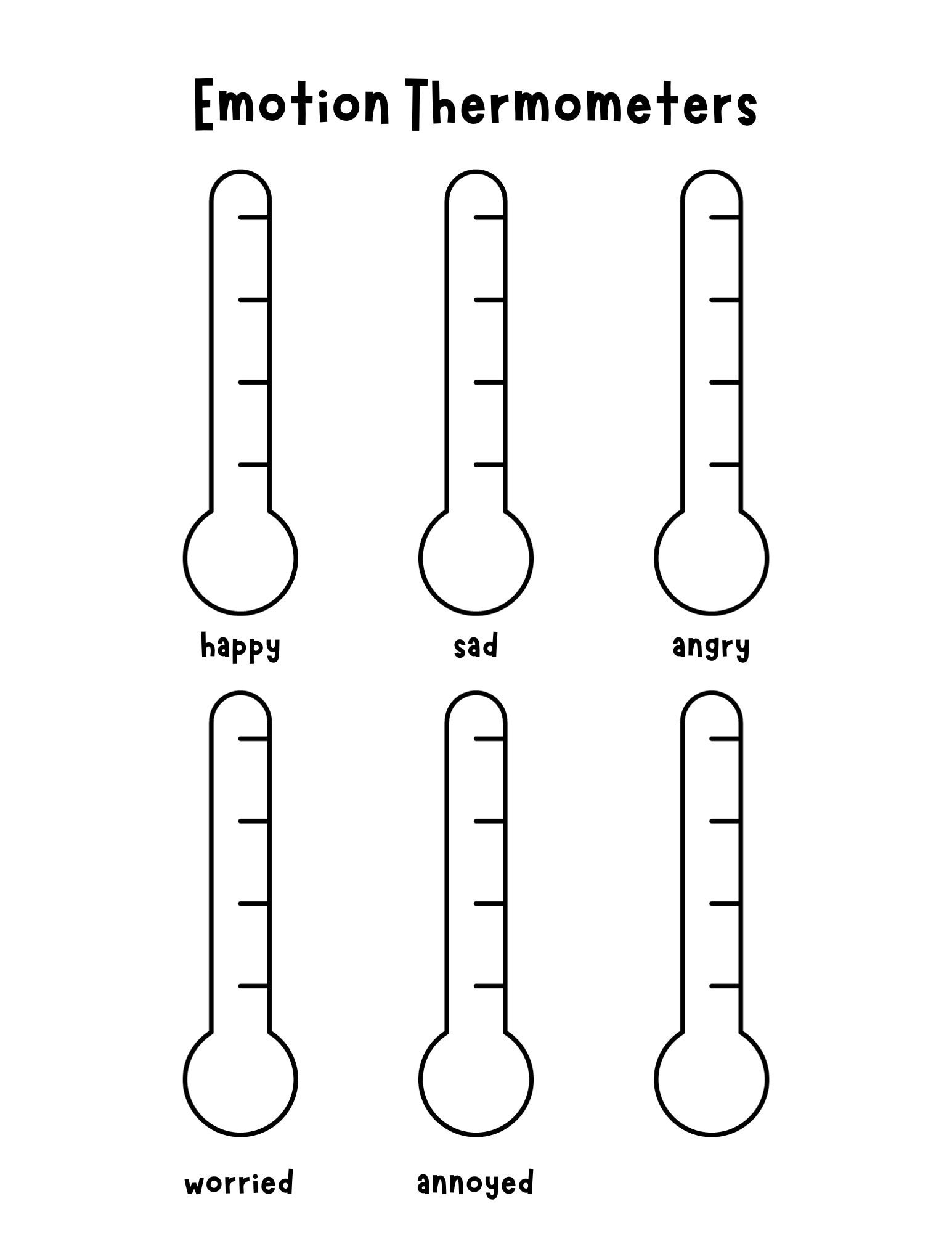 Emotion Thermometers Worksheet For Counseling For Child Therapy Etsy Emotion Thermometers Worksheet For Counseling For Child Therapy Etsy