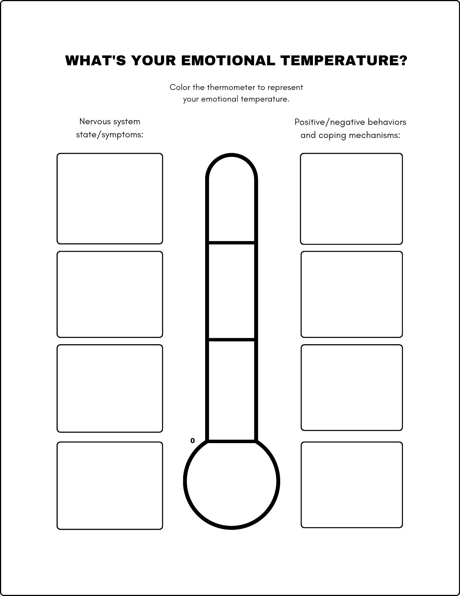 Emotional Regulation Thermometer Mental Health Worksheet digital Download Etsy Israel