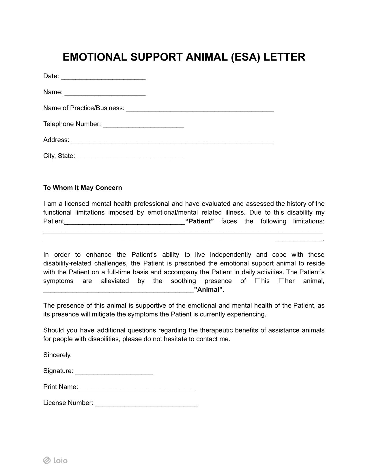 Emotional Support Animal Letter Your Guide Free Template