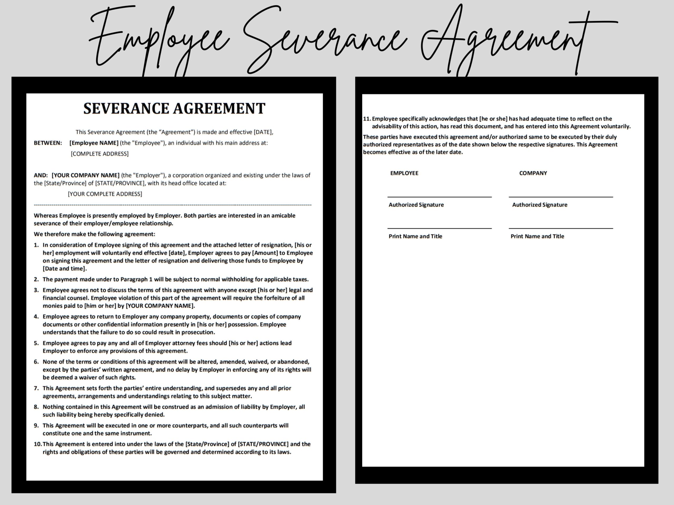severance agreement template severance agreement template