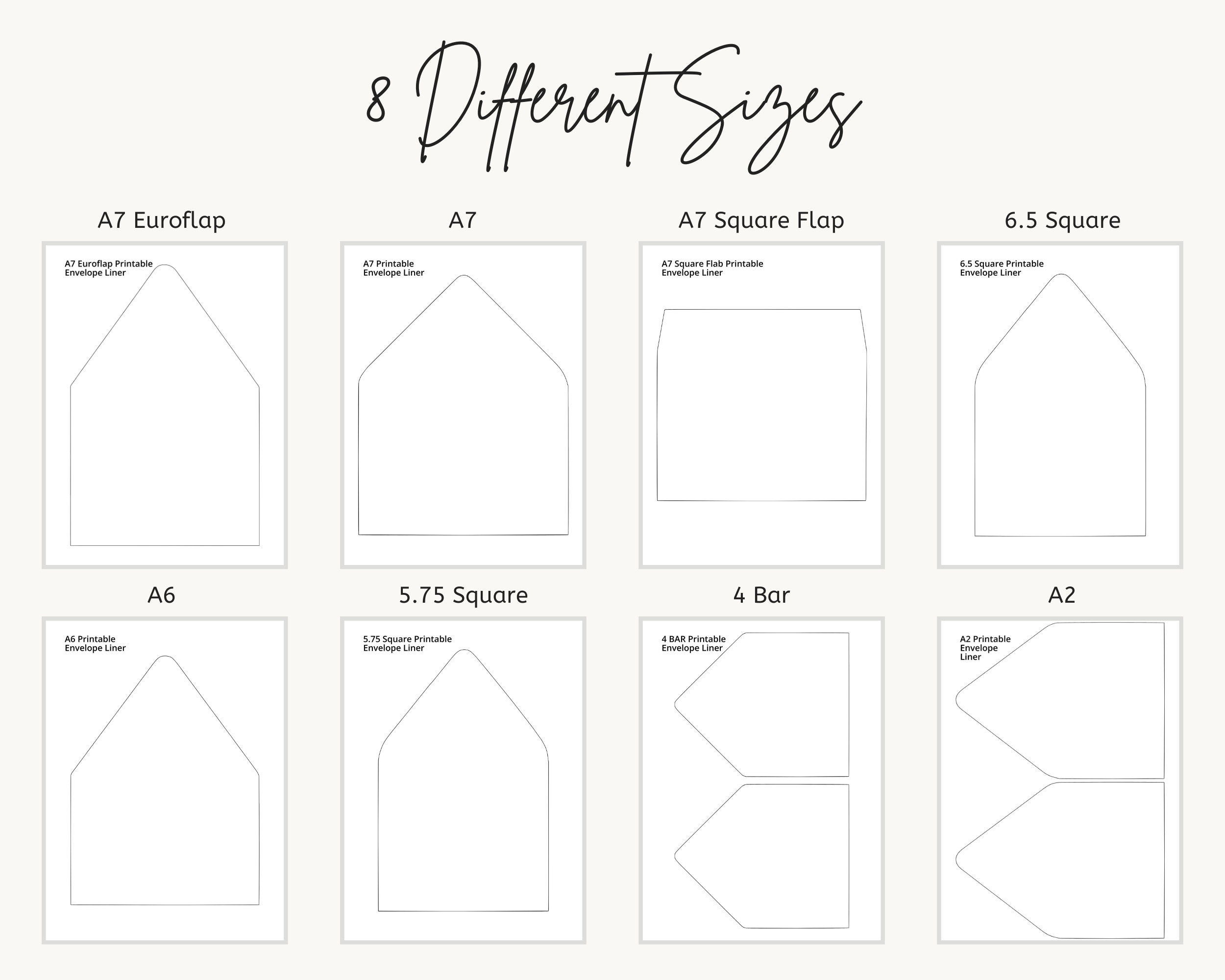Envelope Liner Templates Personalized DIY Printable Envelope A7 Euroflap A7 Squareflap 6 5 Square A6 5 75 Square 4 Bar A2 Etsy