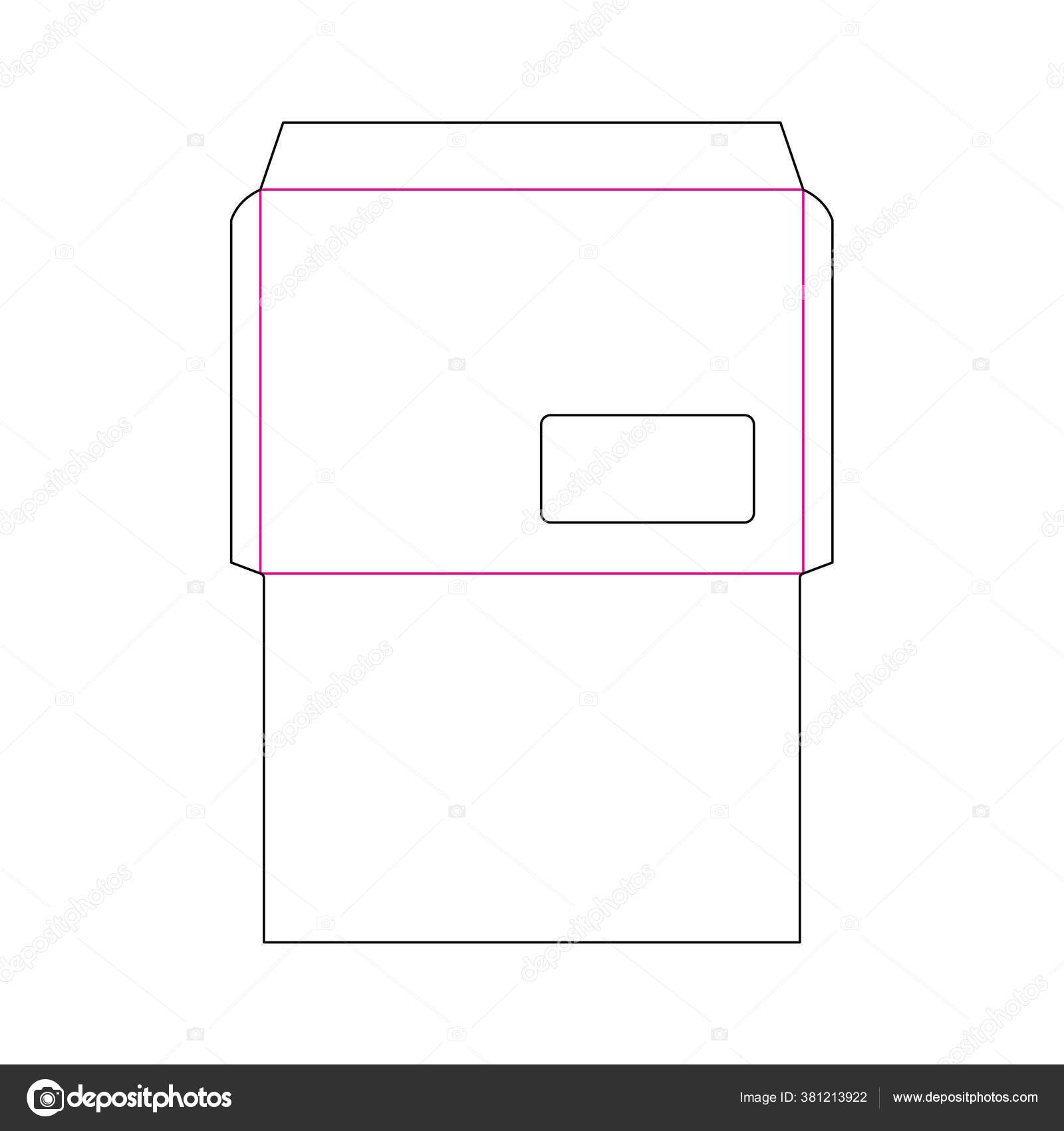 Envelope Size Die Cut Template Documents Window Stamp Vector Black Stock Vector By barrirret 381213922