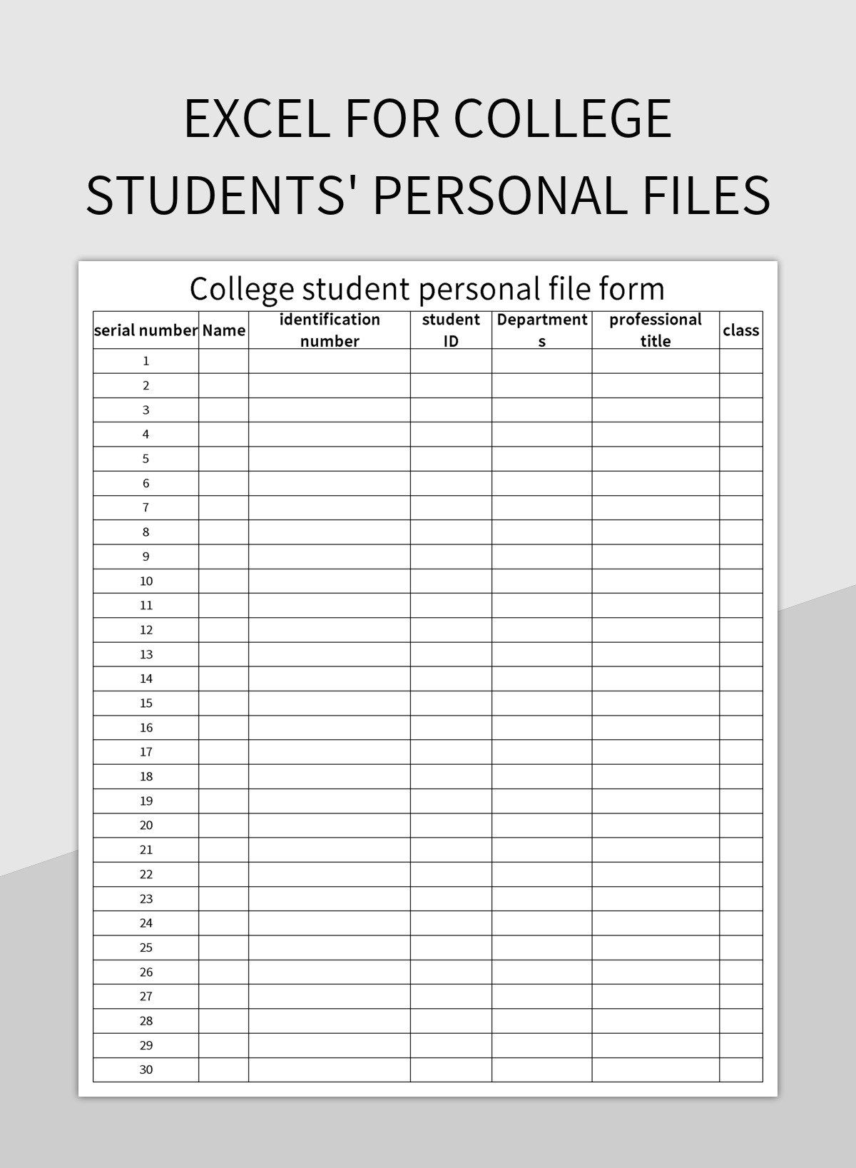 college spreadsheet template