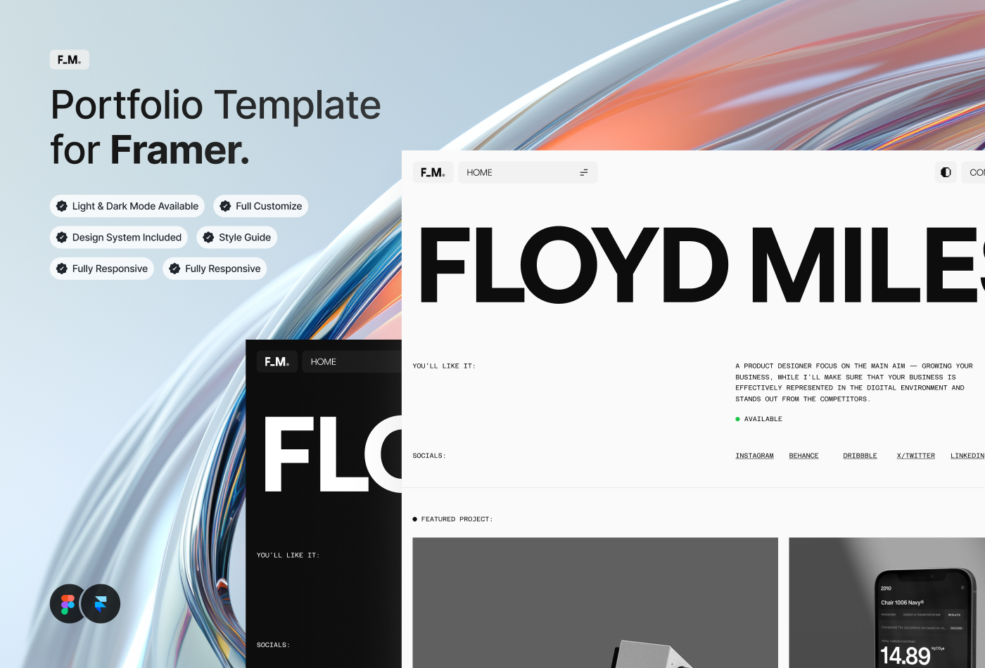 F M Designer Responsive Portfolio Website Template By Grabui Library Framer Marketplace