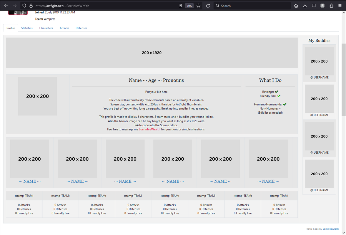F2U Artfight Profile BBCode On Toyhouse