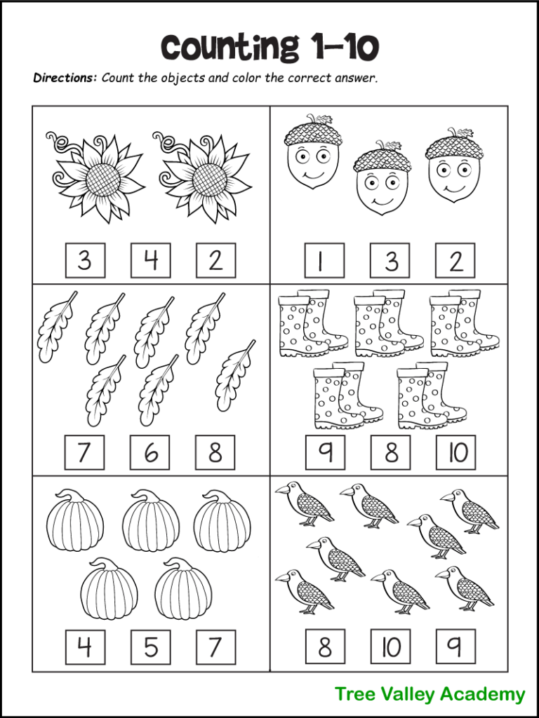 math sheets for kindergarten