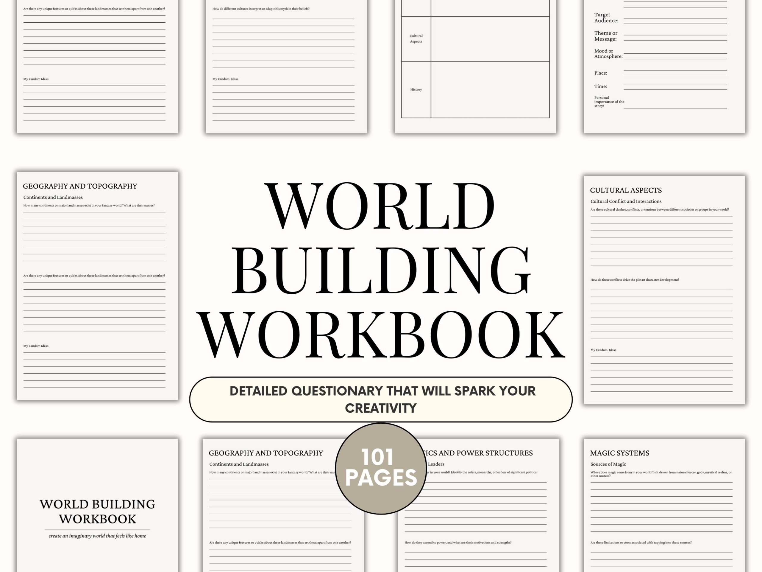 Fantasy World Building Workbook Magic System Writing Worksheet Etsy